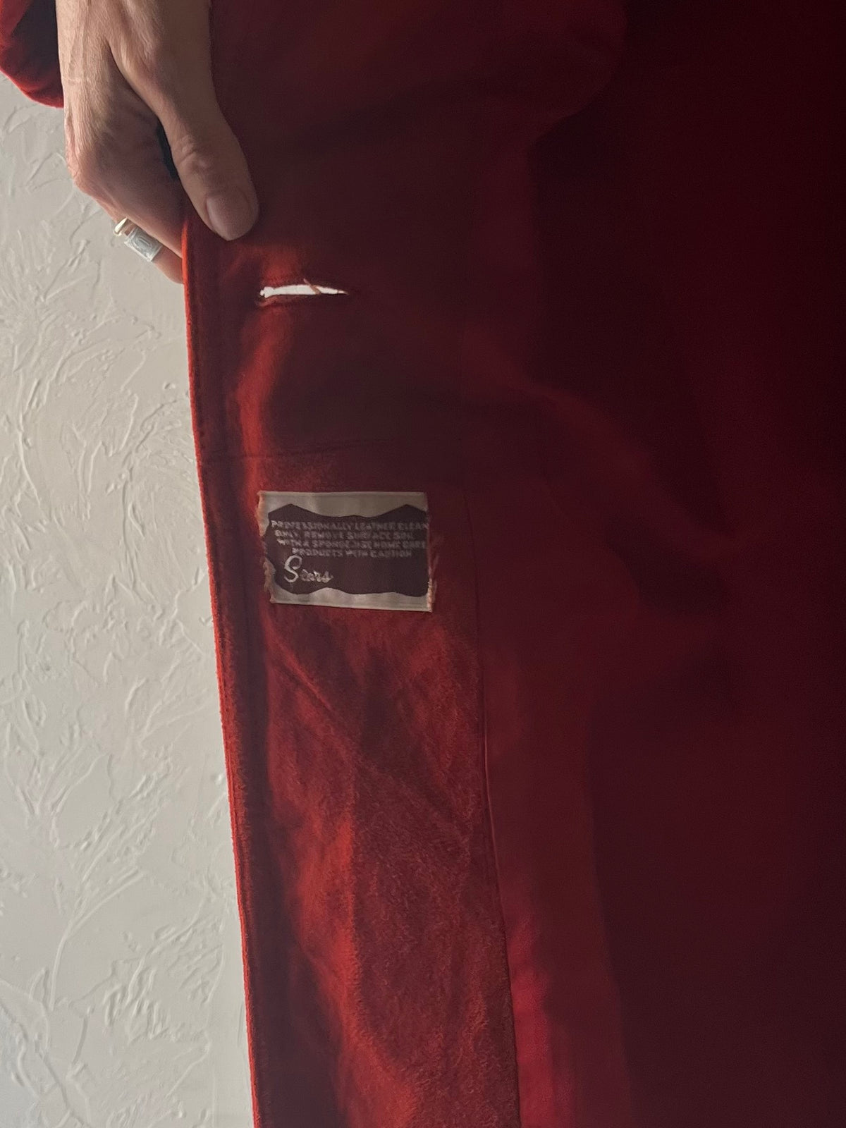 70s 'Sears' Red Suede Mod Coat / Medium