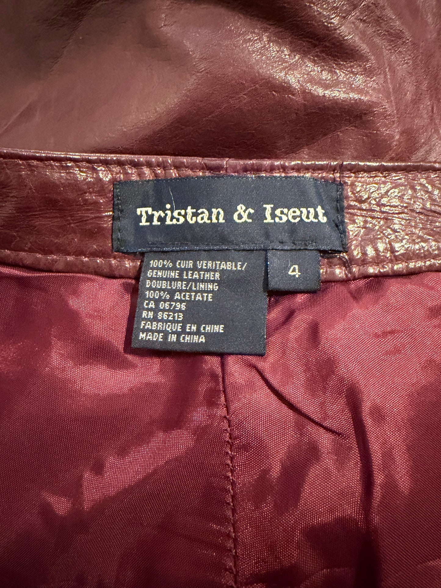 90s 'Tristan & Iseut' Burgundy Leather Pants / Small