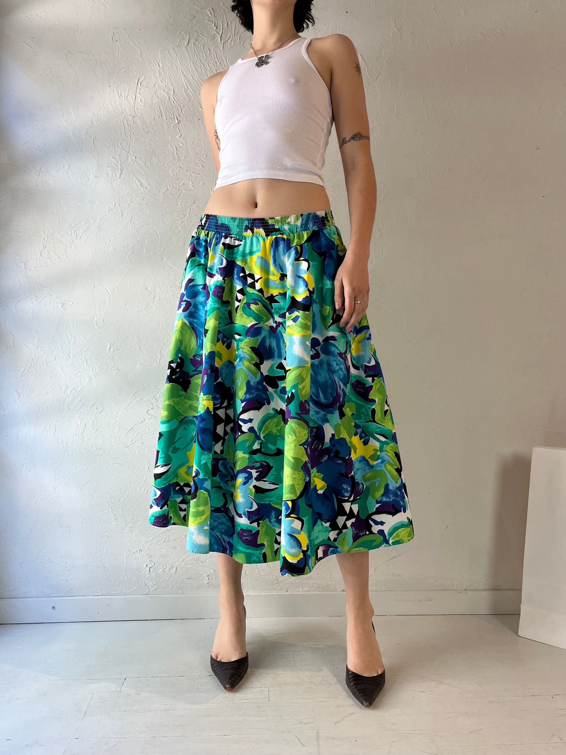 90s 'Tumbleweed' Cotton Midi Skirt / Small - Medium