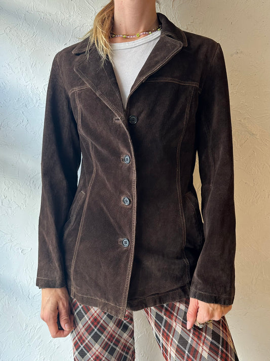 Y2k 'Danier' Brown Suede Leather Jacket / Small