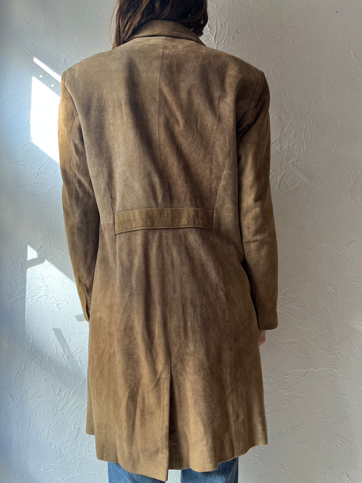 Vintage Tan Suede Button Up Minimalist Jacket / Large