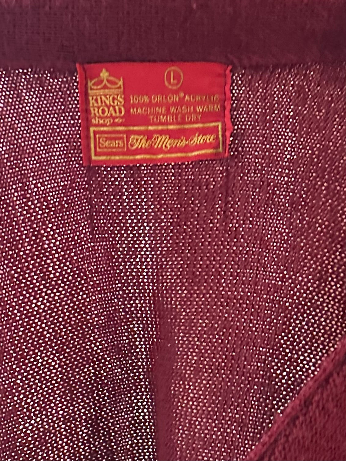 70s 'Sears' Burgundy Knit Cardigan Sweater / Large