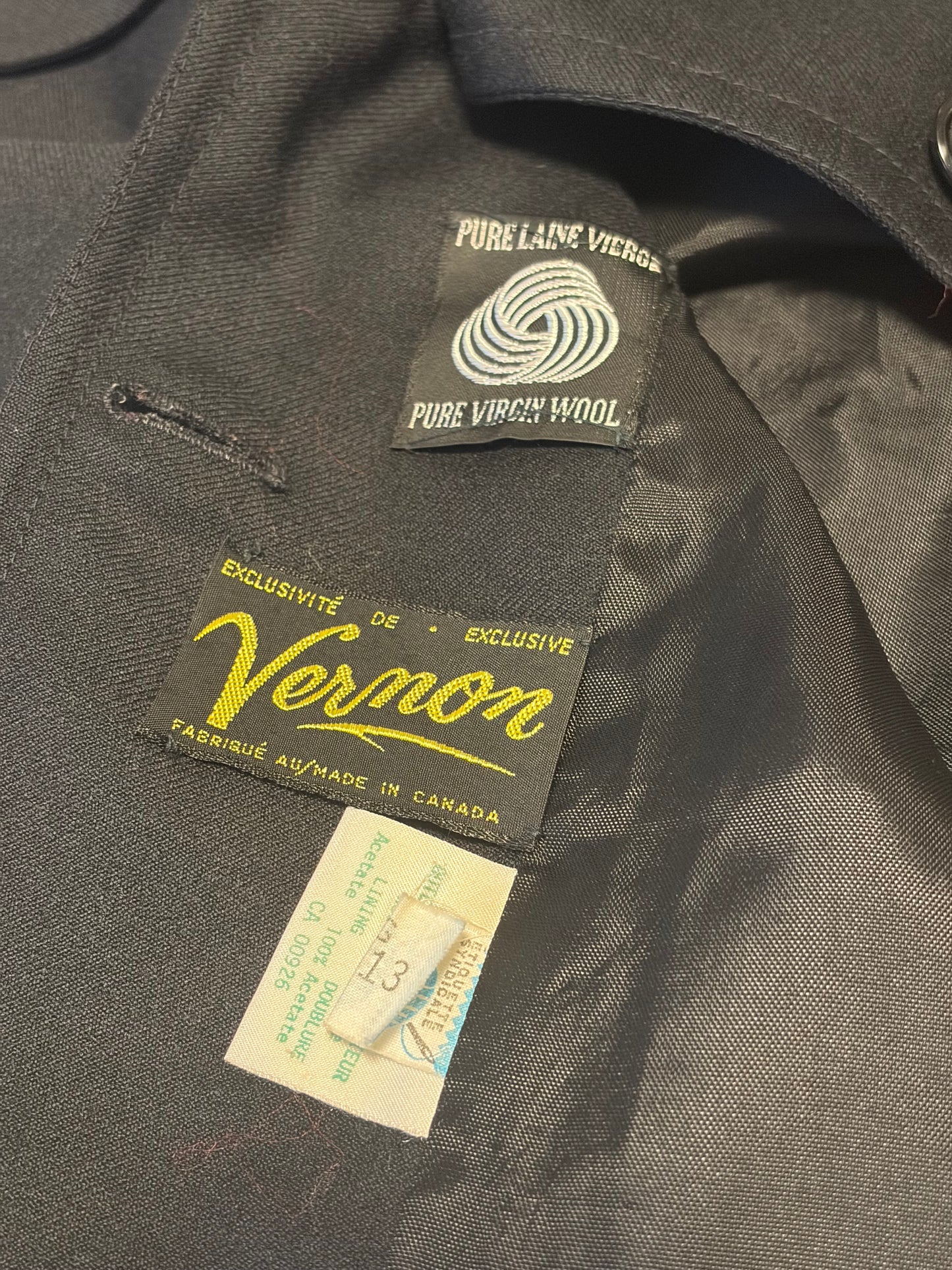 70s 'Vernon' Vintage Black Wool Formal Blazer Jacket / Union Made / Small