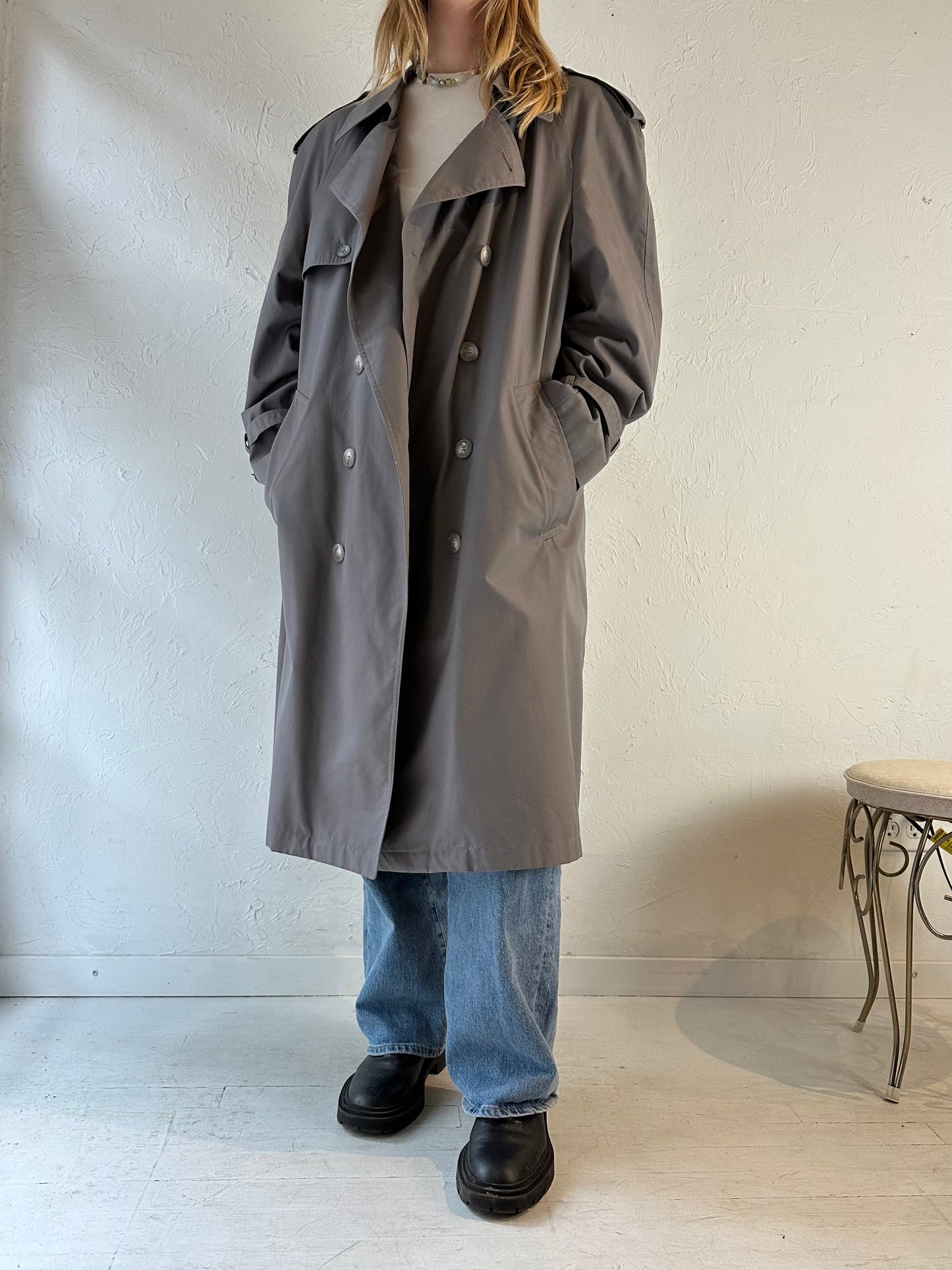 80s ‘Sears’ Gray Trench Coat / Large