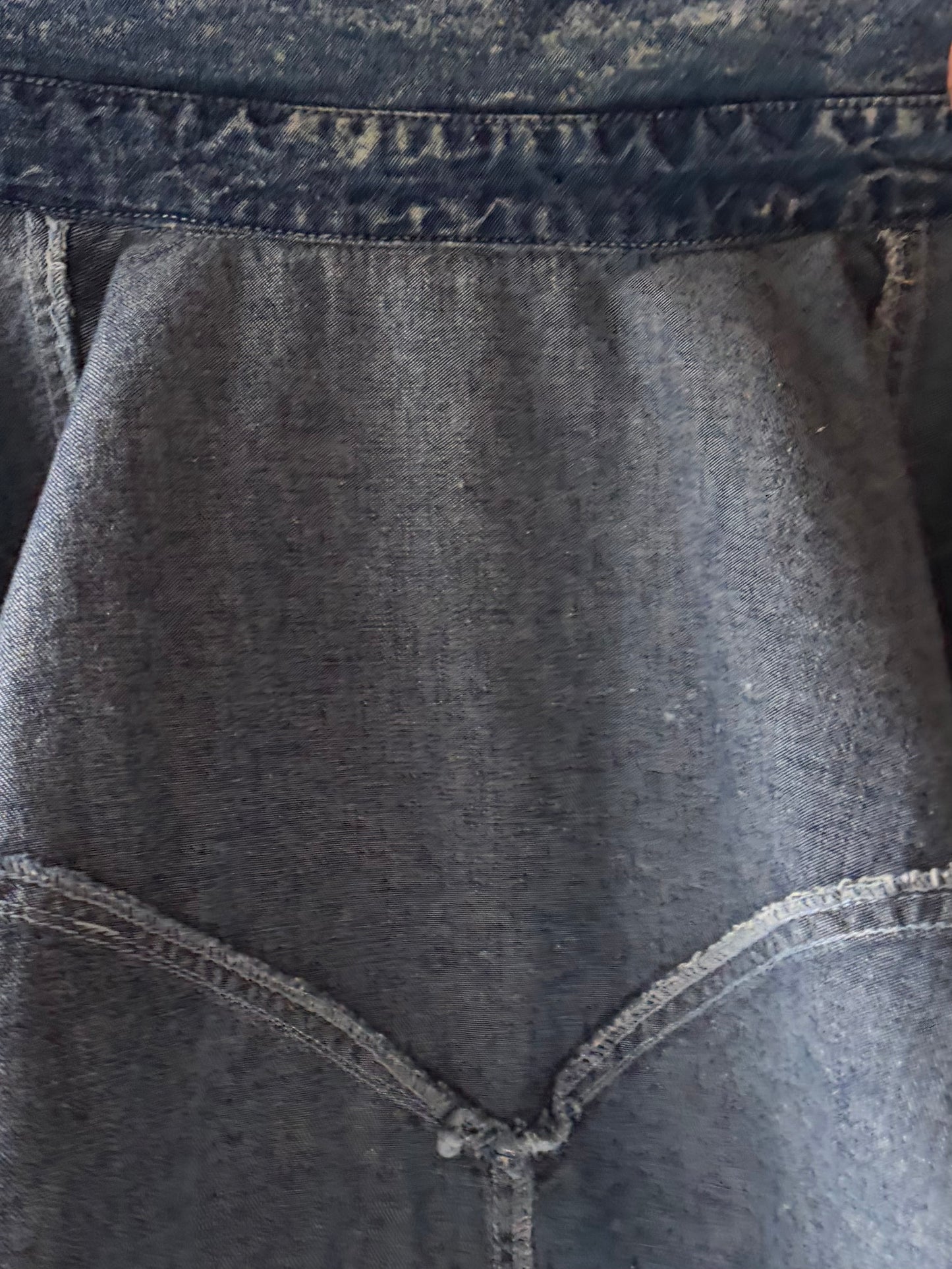 Vintage Retro Acid Wash Denim Short Sleeve Shirt / Medium