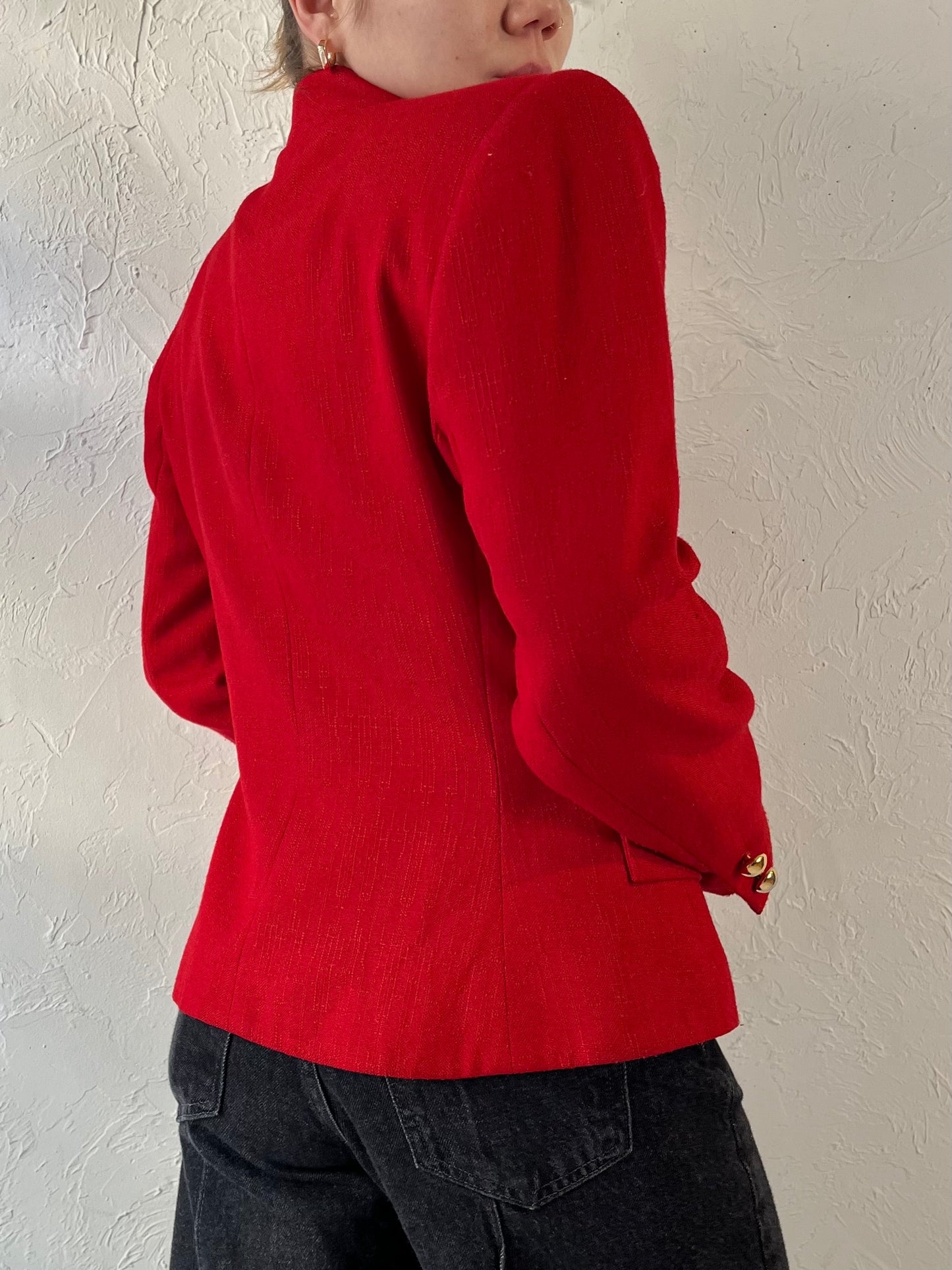 90s 'Kasper' Red Blazer Jacket / Small