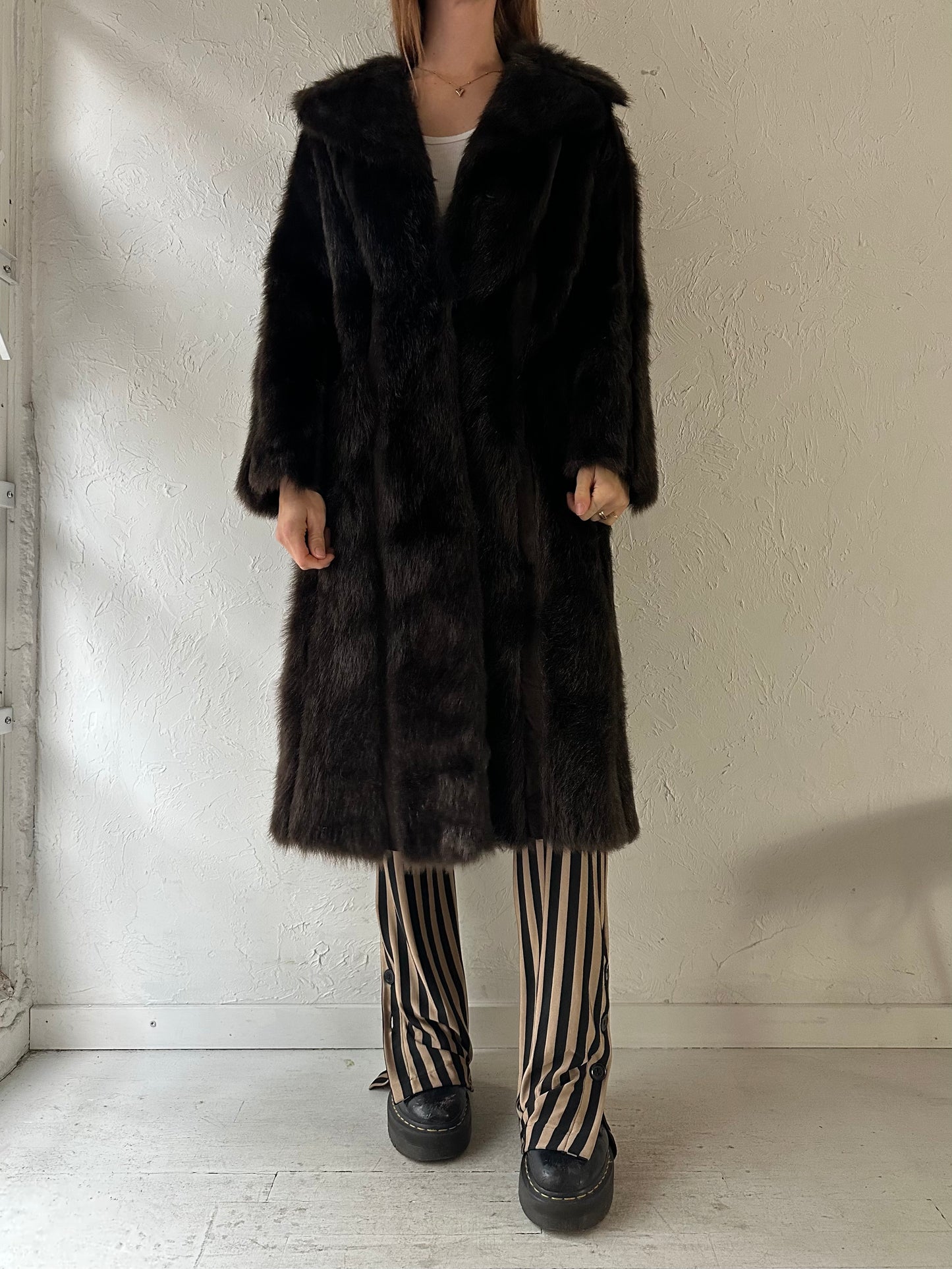Vintage Brown Fur Coat / Small