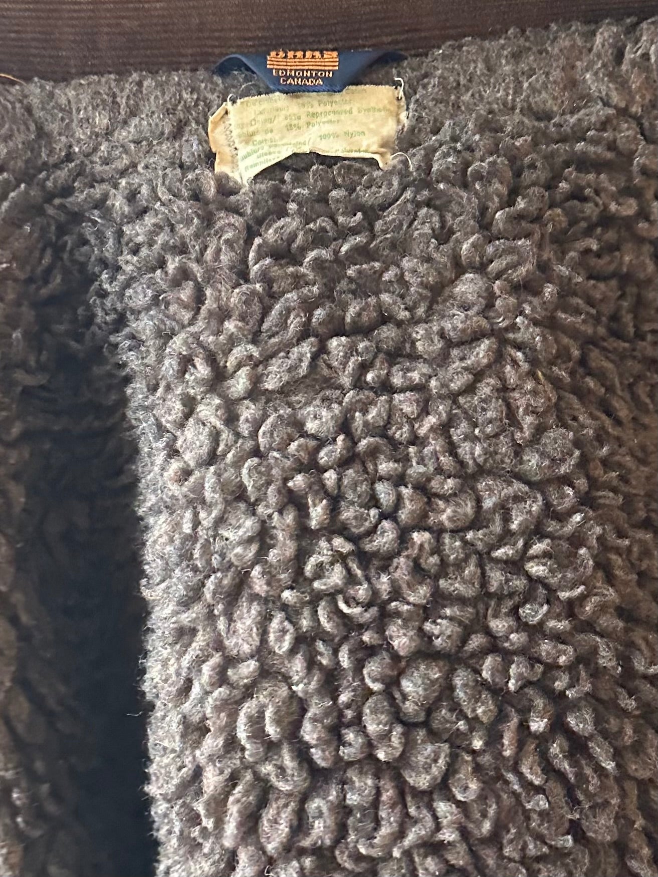 80s 'Three Bears' Faux Shearling Lined Demin Jacket / Medium