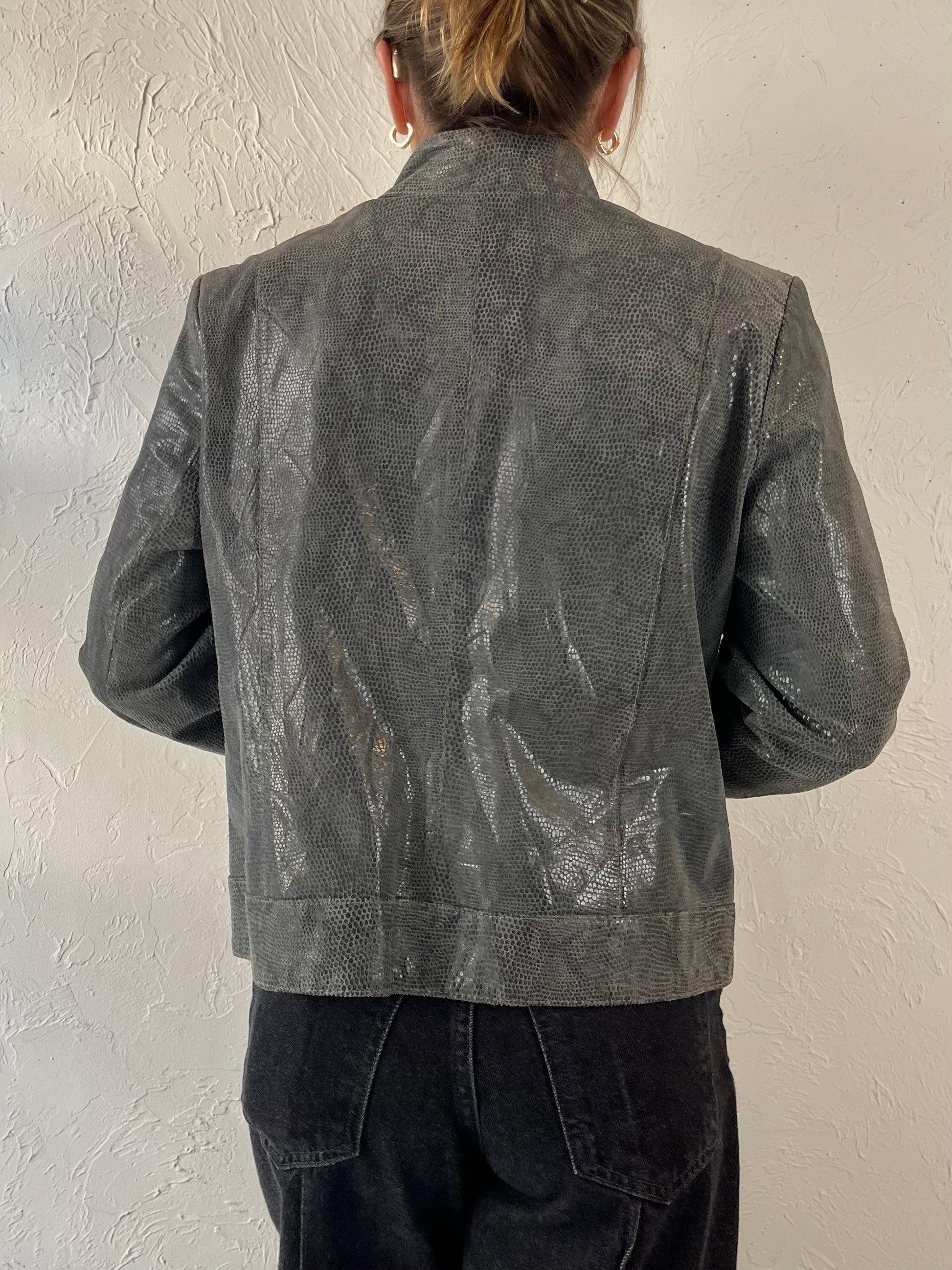 Y2K ‘Alfani’ Gray Leather Jacket / Small