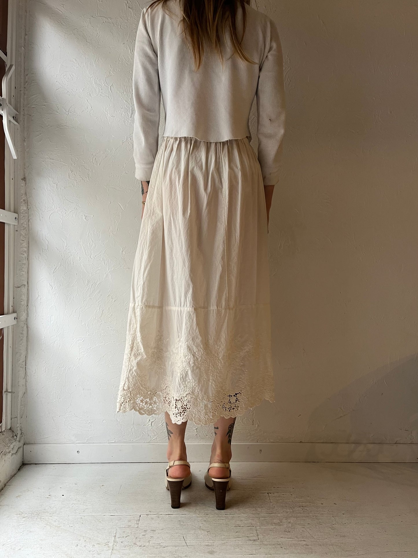Vintage White Slip Skirt / Small - Medium