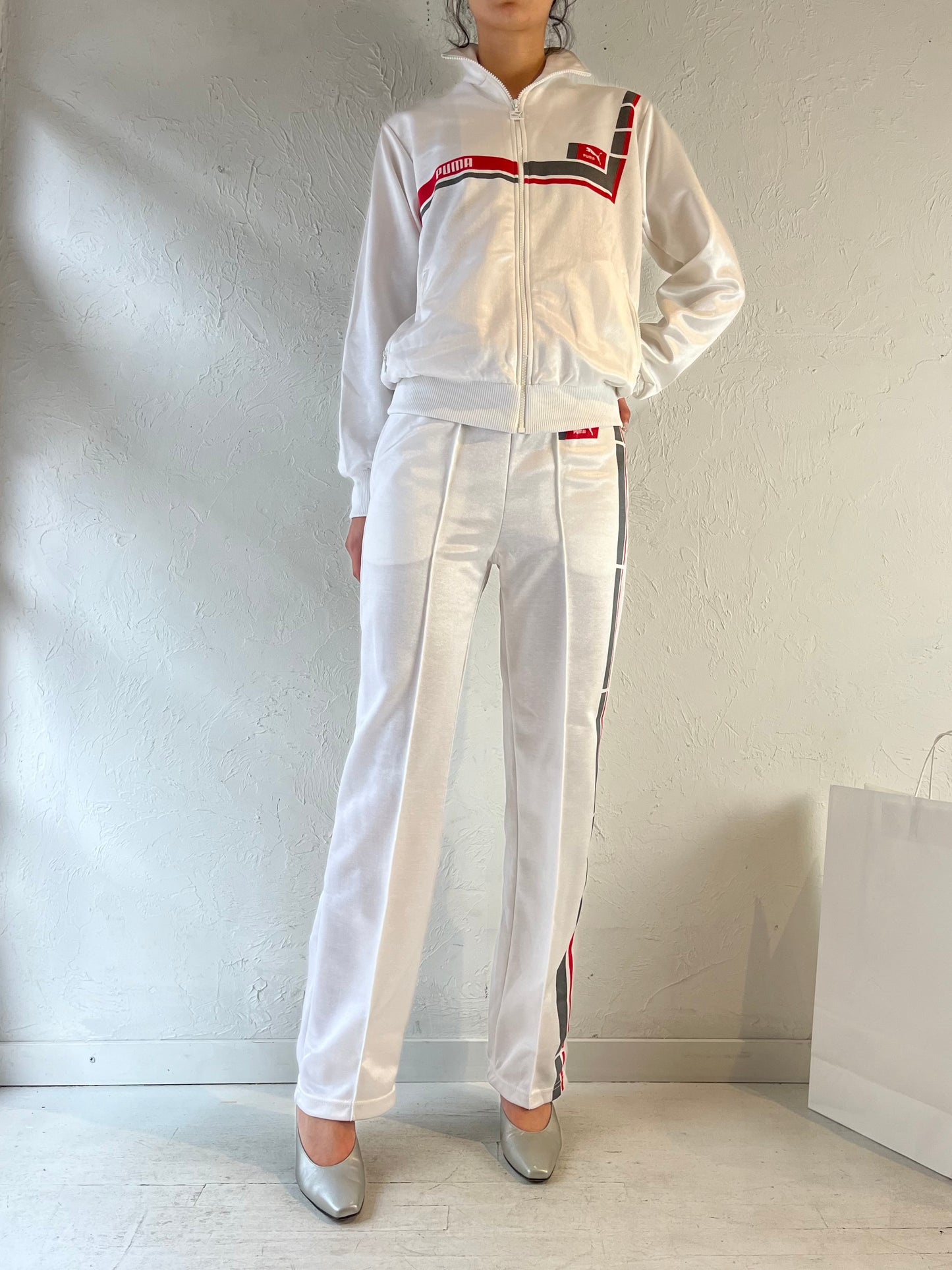 90s ‘Puma’ White Tracksuit Set / Small