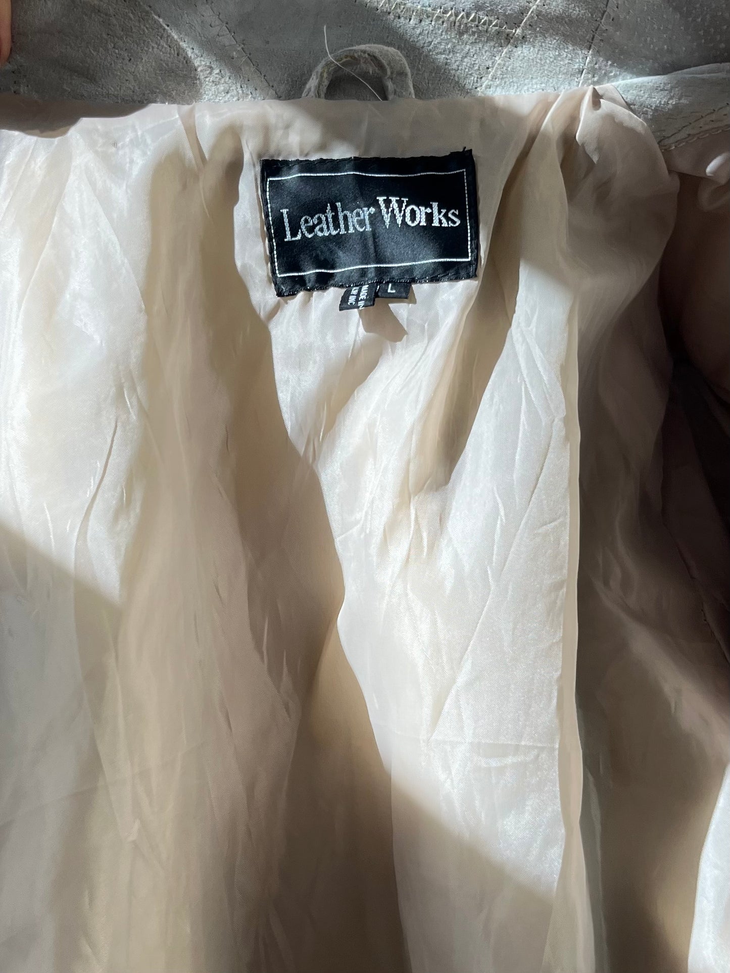 Y2K 'Leather Works' Cream Patchwork Suede Jacket / Large