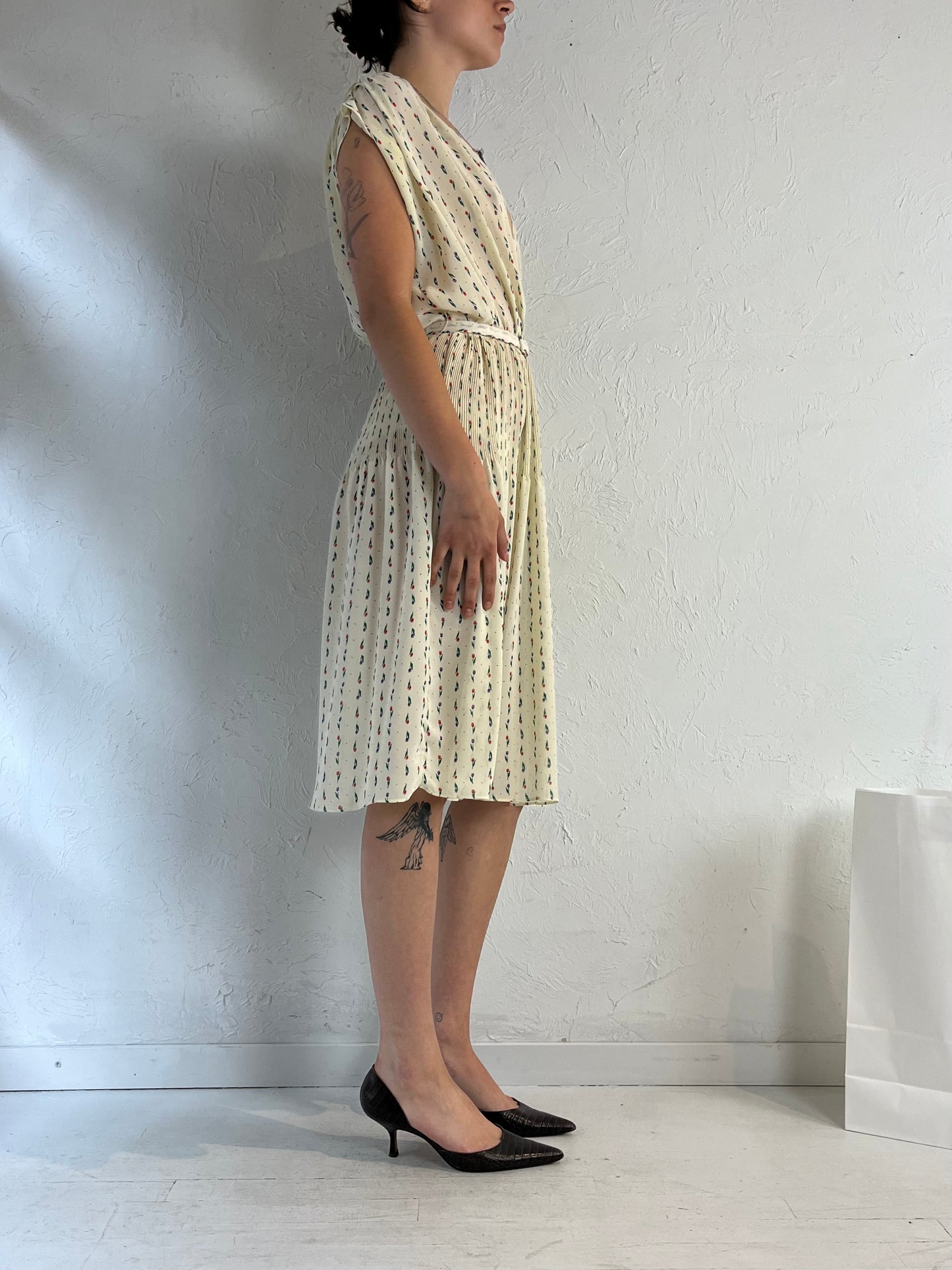 80s 'Orite' Cream Tulip Dress / Small