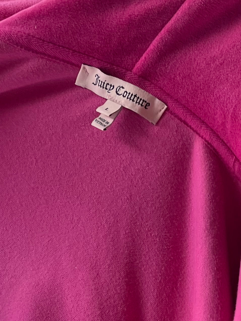Y2K 'Juicy Couture' Hot Pink Rhinestone Crest Zip Up Hoodie / Edgy McBling Coquette Streetwear 2000s Baddie Fashion / Large