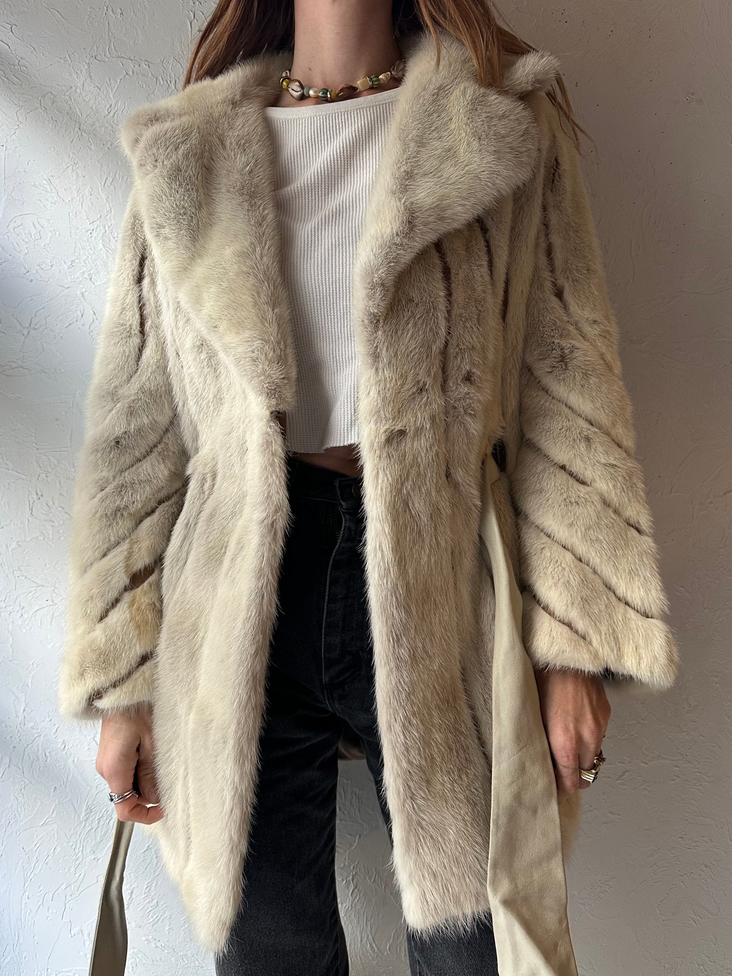 60s 'Malacky Furs' White Fur Coat / Medium