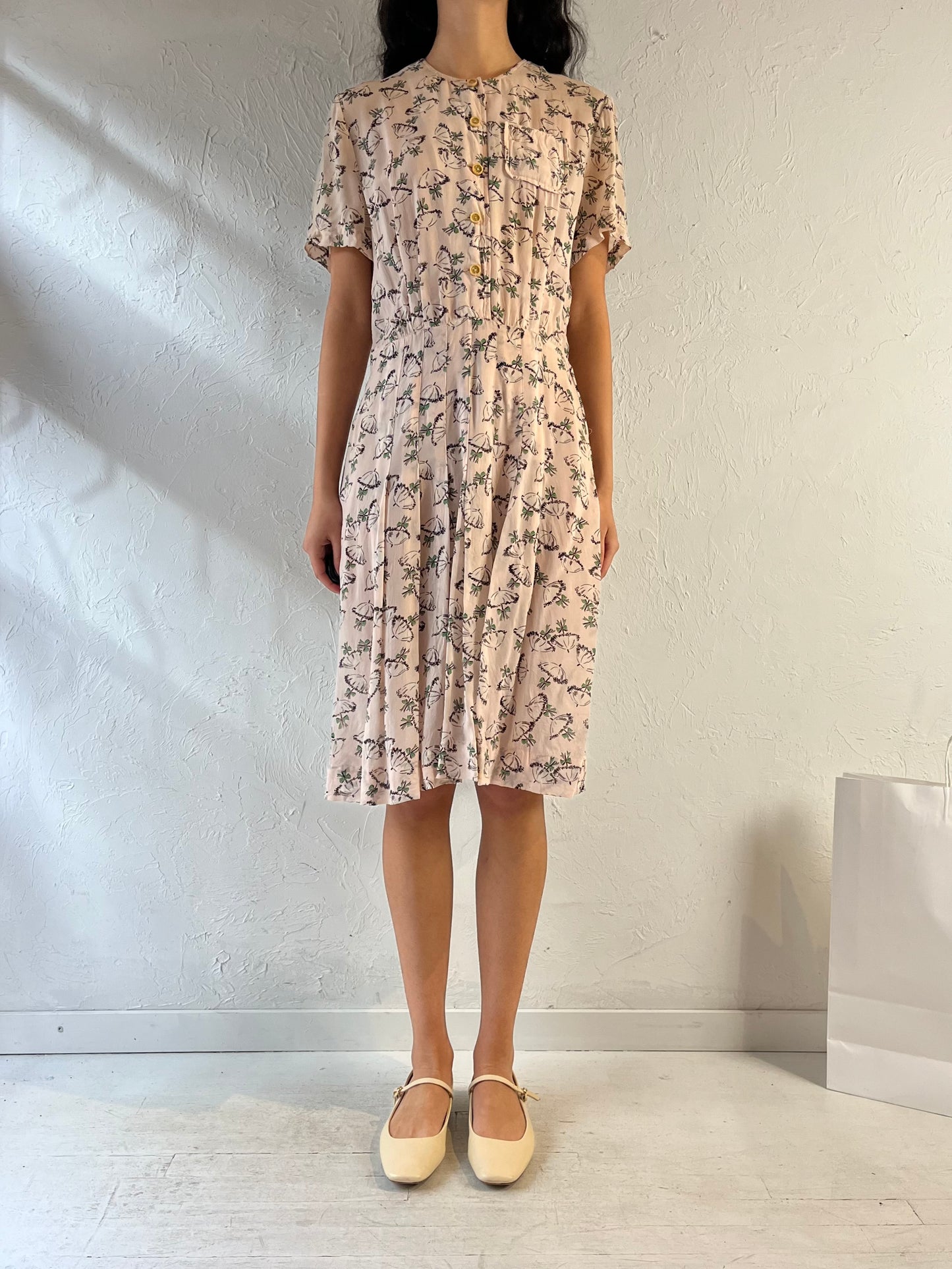 60s / 70s ‘Cay Artley’ Pale Pink Midi Dress / Medium