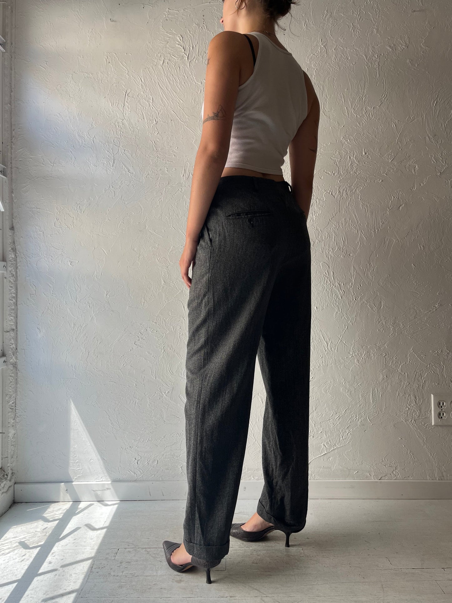 90s 'Arthur Winer' Grey Dark Academia Minimalist Preppy Office Wear Wool Trouser Pants / Medium