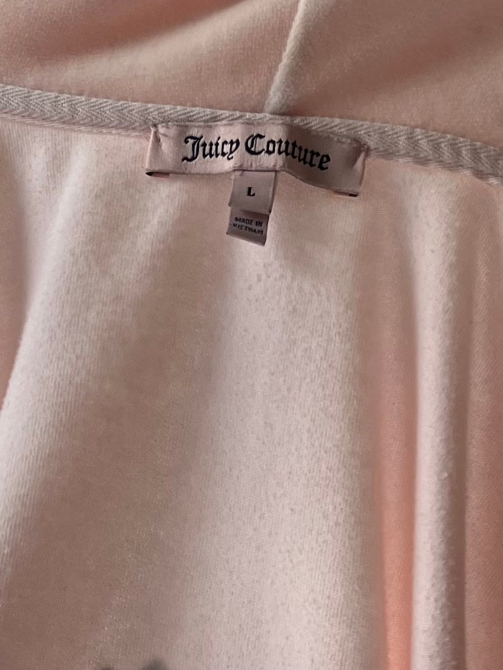 Y2K 'Juicy Couture' Baby Pink Rhinestone Crest Zip Up Hoodie / Edgy McBling Coquette Streetwear 2000s Baddie Fashion / Large