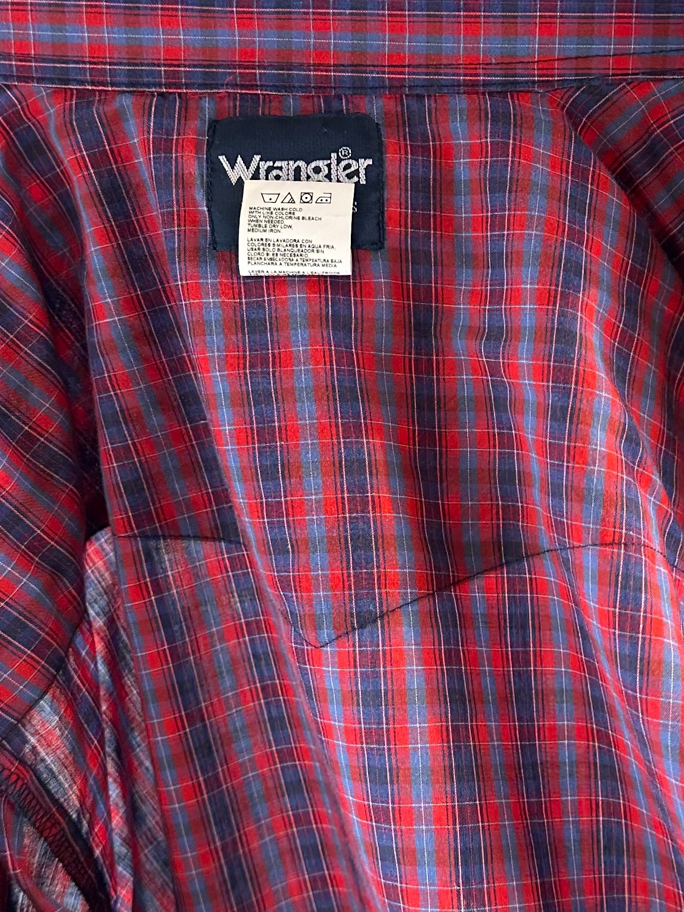 Y2k 'Wrangler’ Plaid Snap Up Western Shirt / XXL