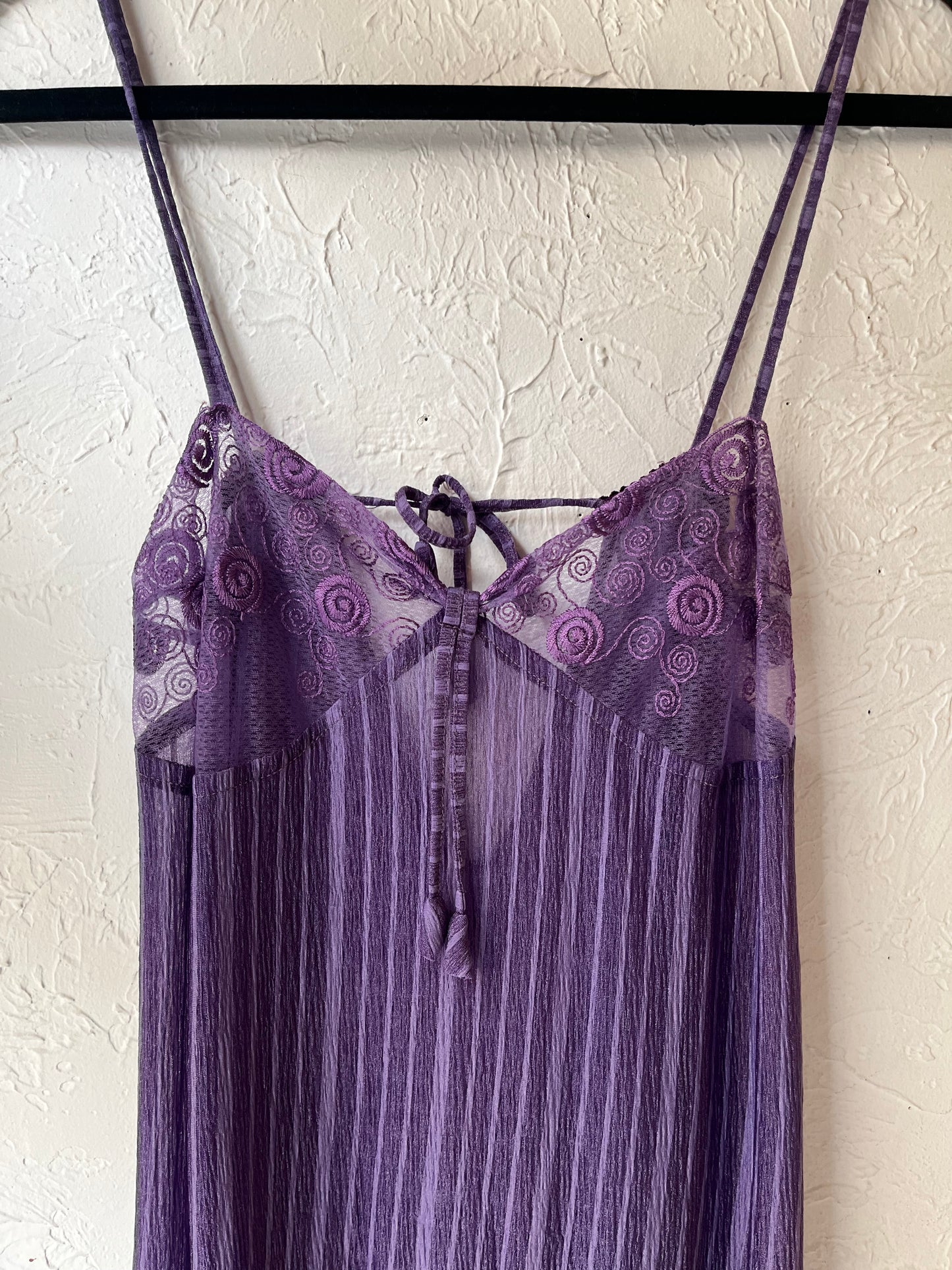 Vintage Sheer Purple Slip Dress / Small