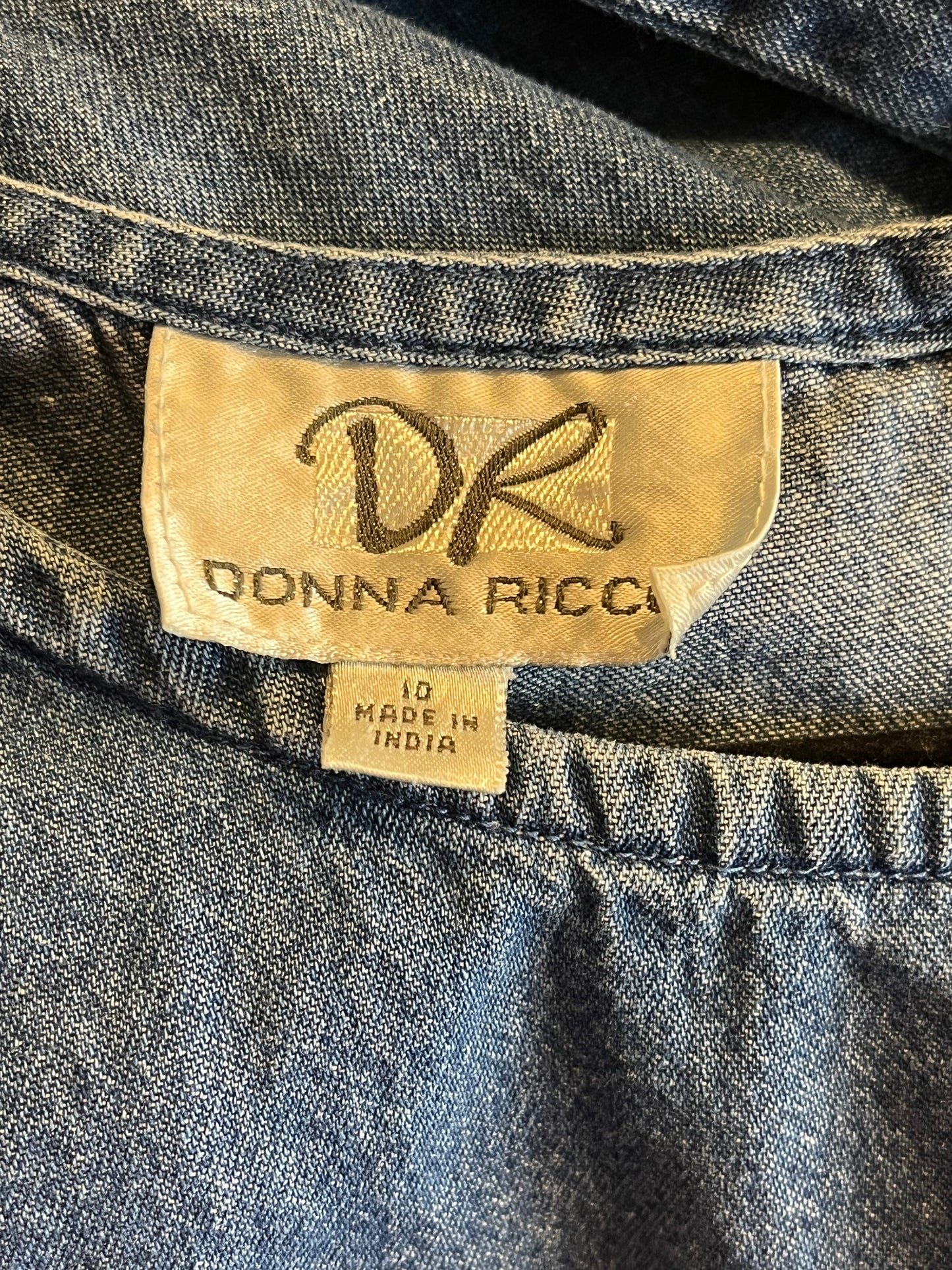 90s 'Donna Ricco' Denim Embroidered Dress / Medium