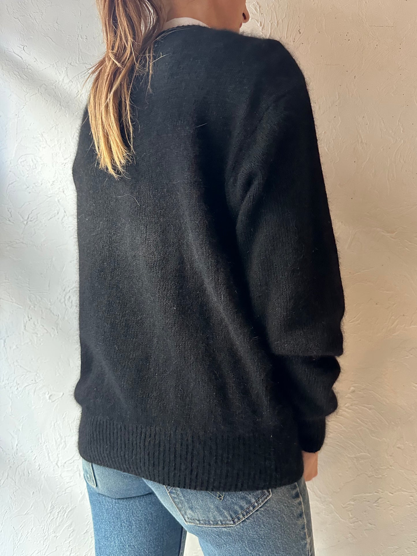 90s 'Santoria' Black Sequin Cardgian / Medium