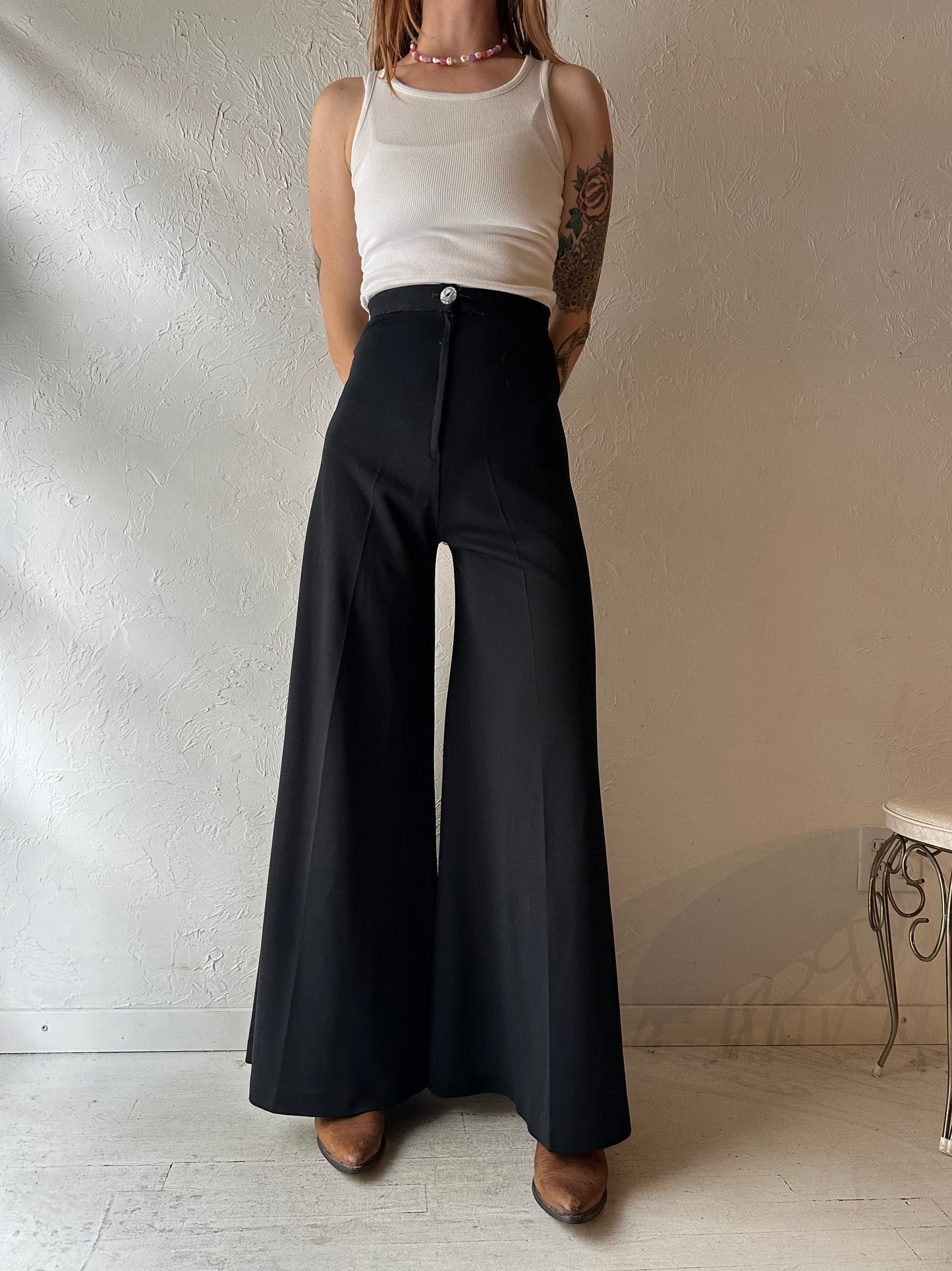 Vintage Handmade Black Bell Bottom Flare Pants / XSmall