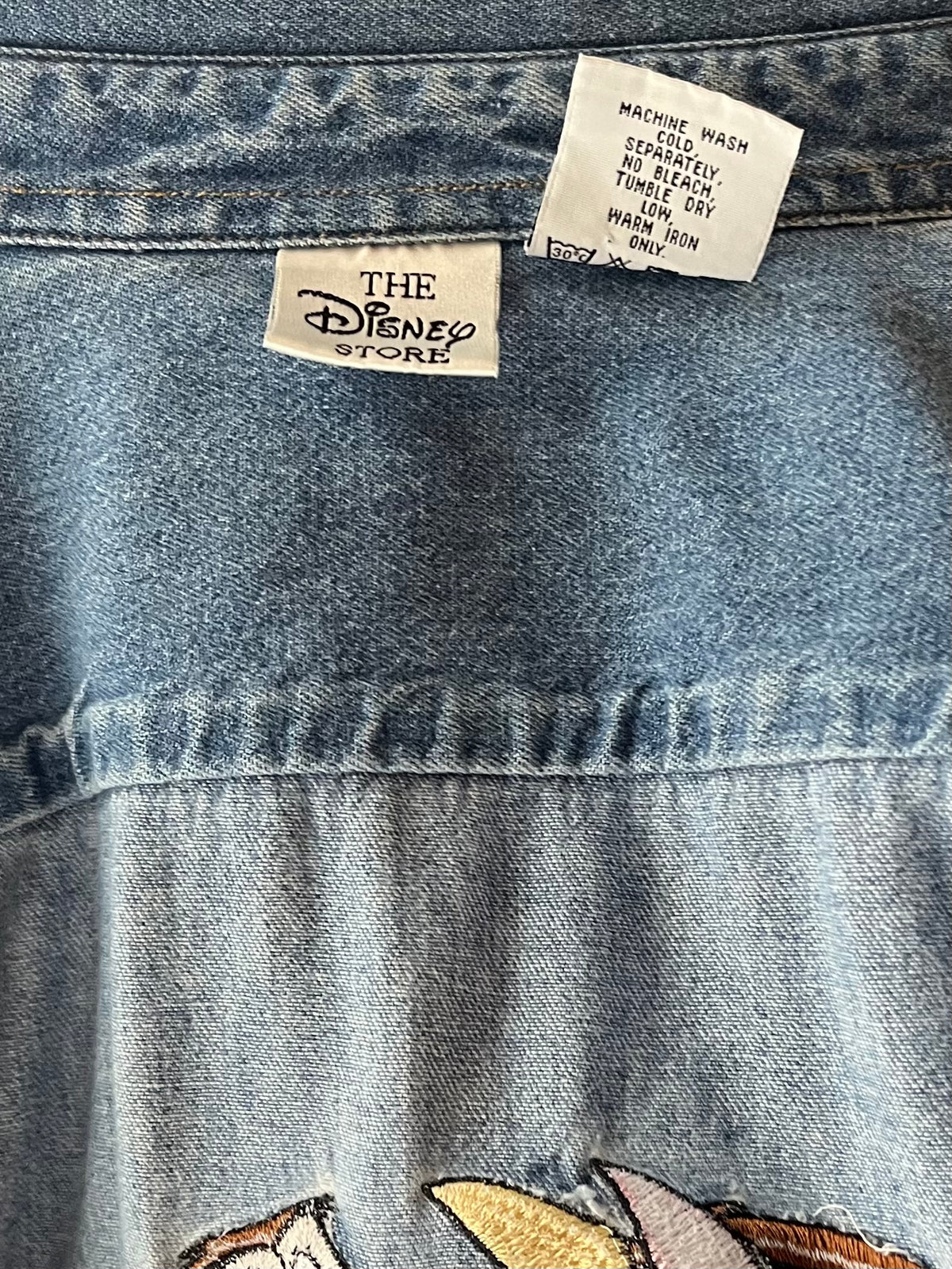 90s 'Disney' Embroidered Denim Shirt / Large