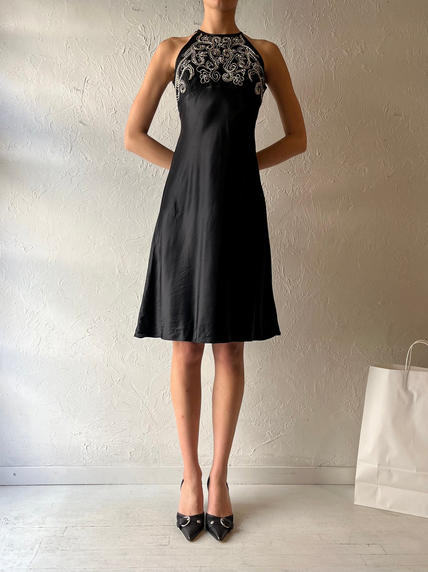 90s ‘Blondie & Me’ Black Formal Dress / Small