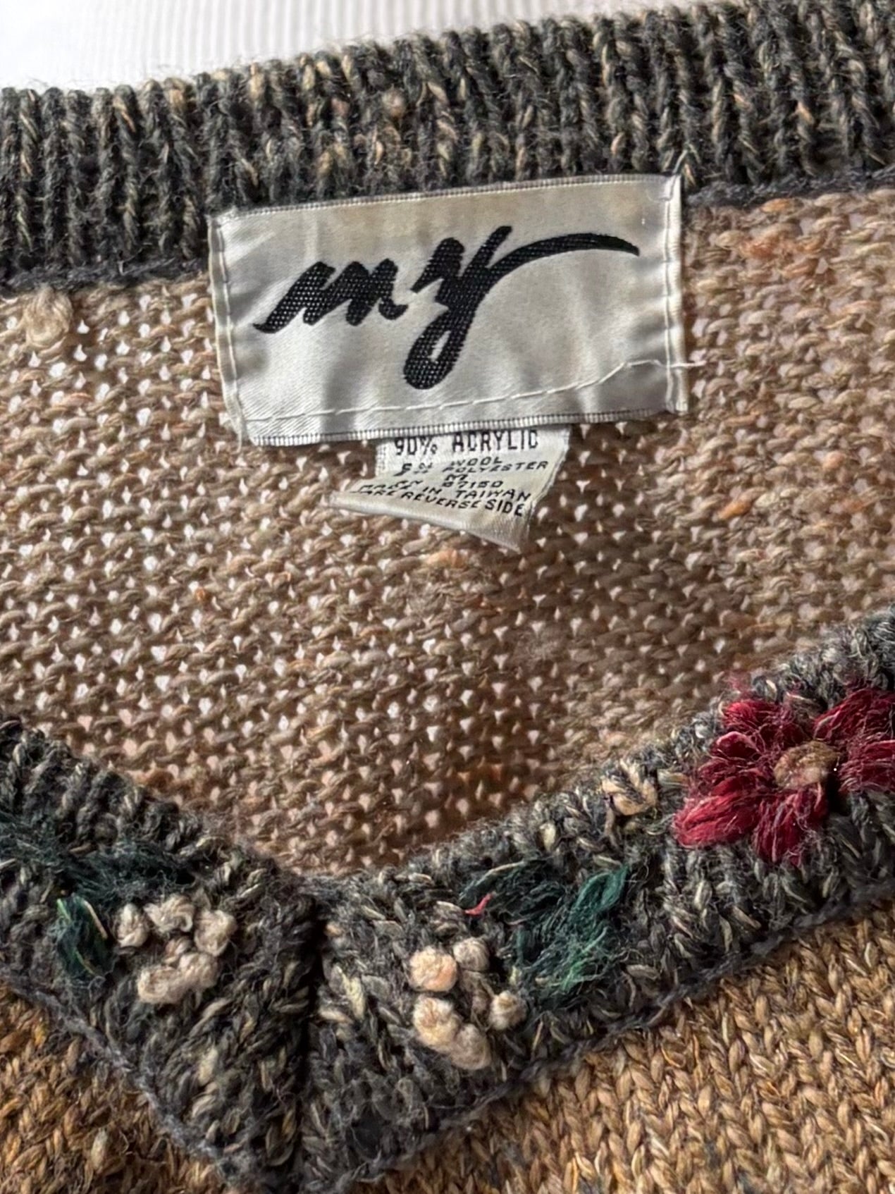 Vintage ‘My’ Cropped Floral Sweater / Medium