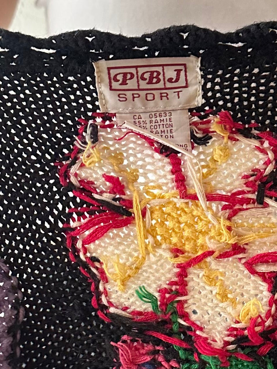 90s 'BBJ Sport' Floral Knit Cardigan Sweater / Medium