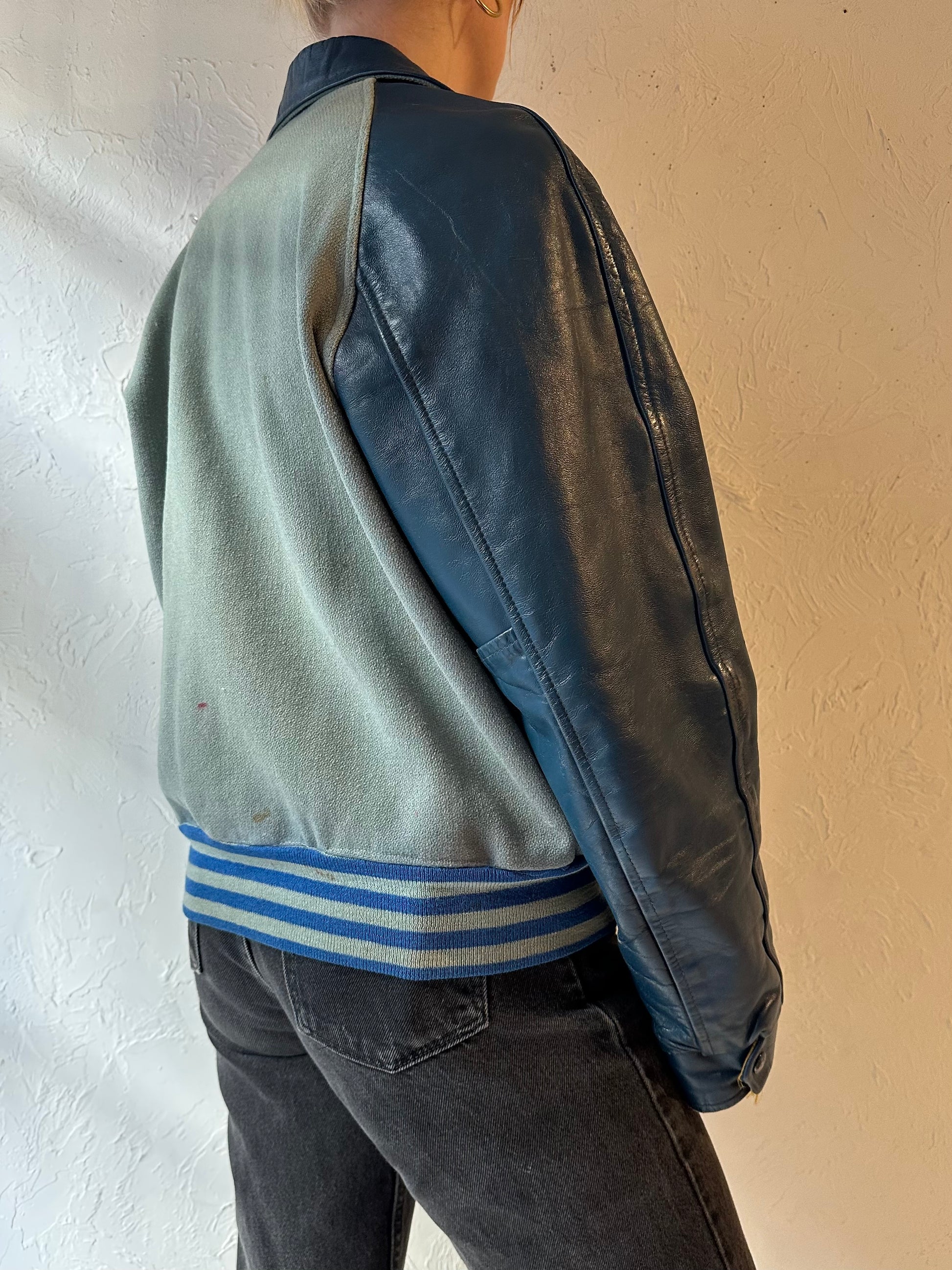 70s ‘Bonson’ Mechanical Engineering Leather Varsity Jacket / Small