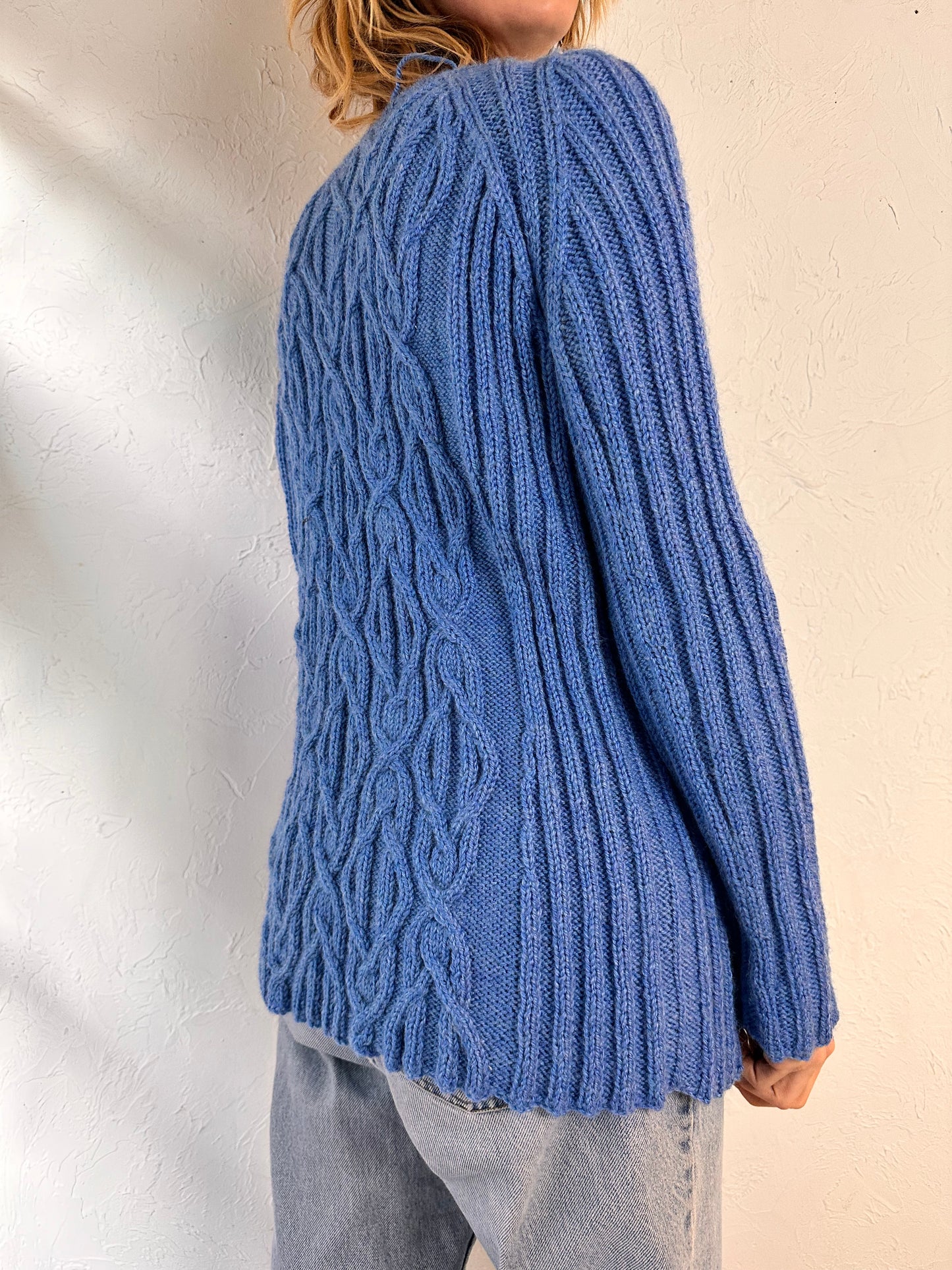 Vintage Blue Hand Knit Sweater / Medium
