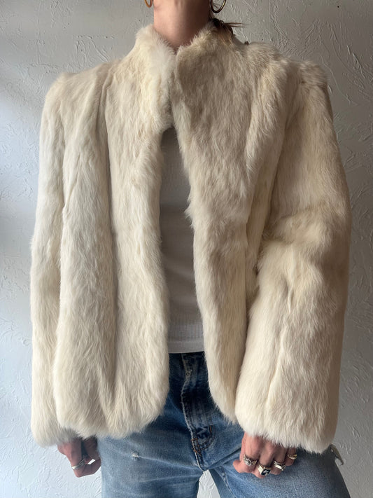 Vintage White Rabbit Fur Jacket / Medium - Large