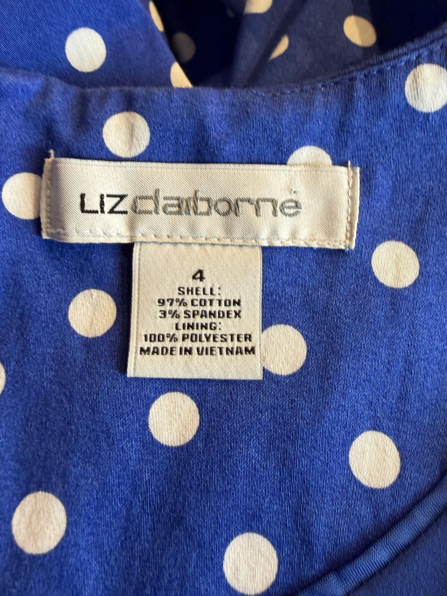 Y2k 'Liz Claiborne' Blue Polka Dot Retro Dress / Small