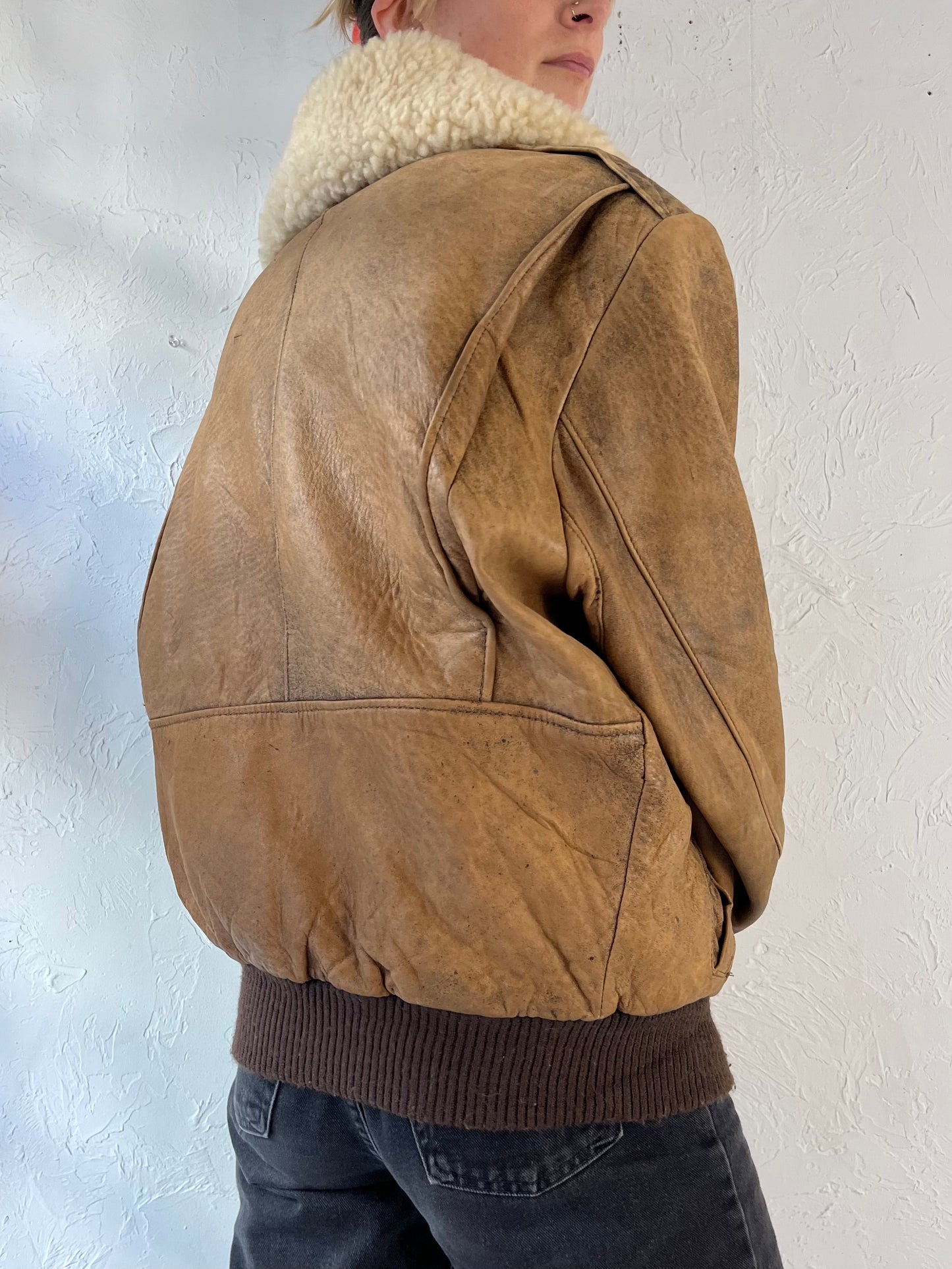 Y2k 'Reed' Brown Leather Flight Jacket / Medium