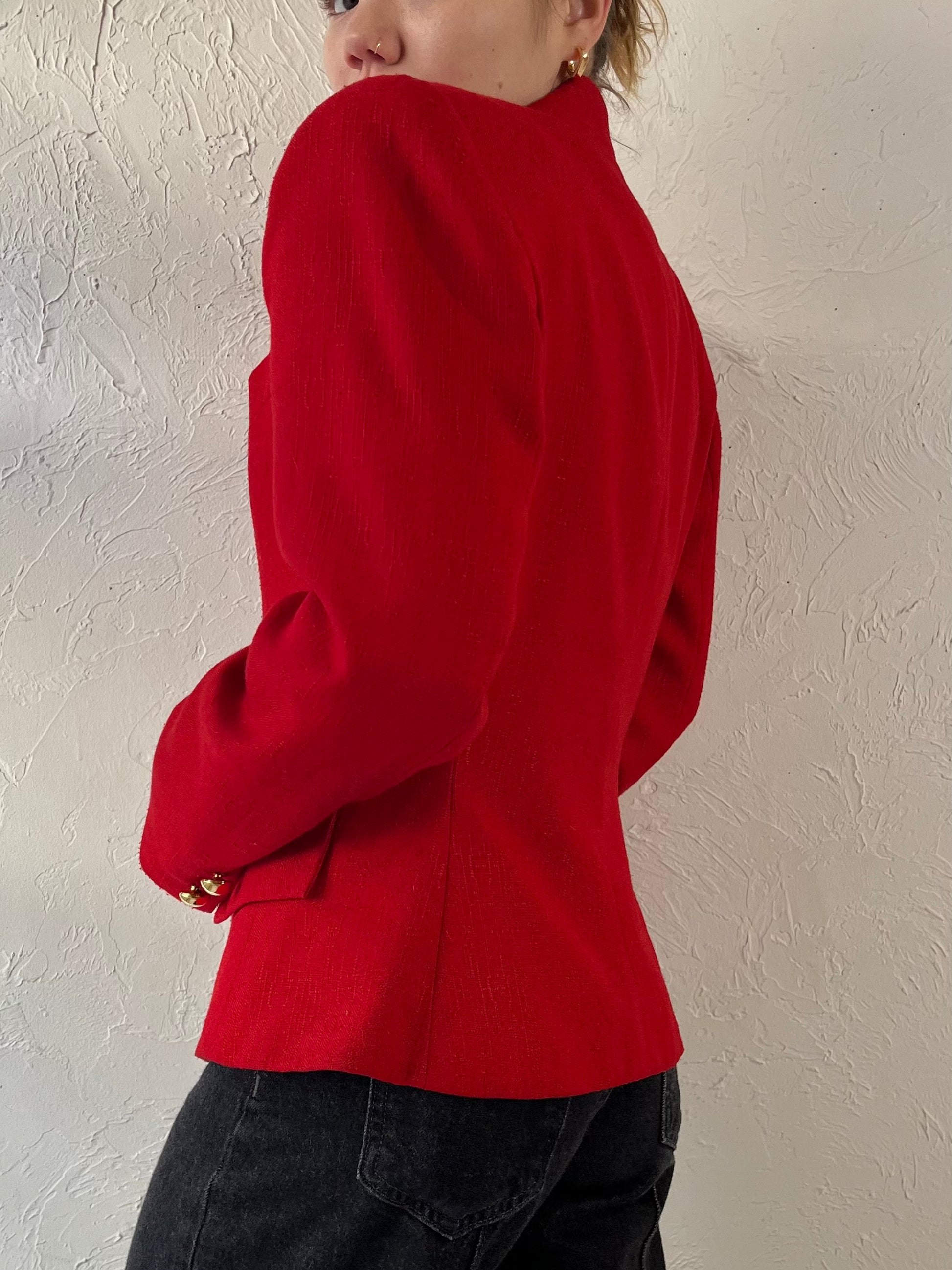 90s 'Kasper' Red Blazer Jacket / Small