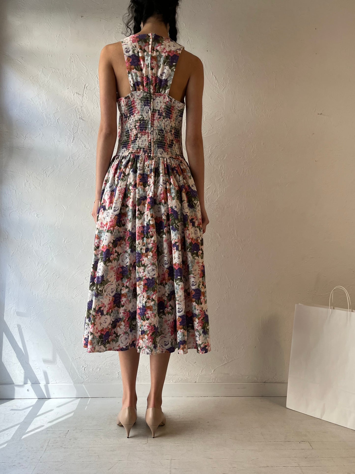 90s ‘Robbie Bee’ Floral Print Dress Small