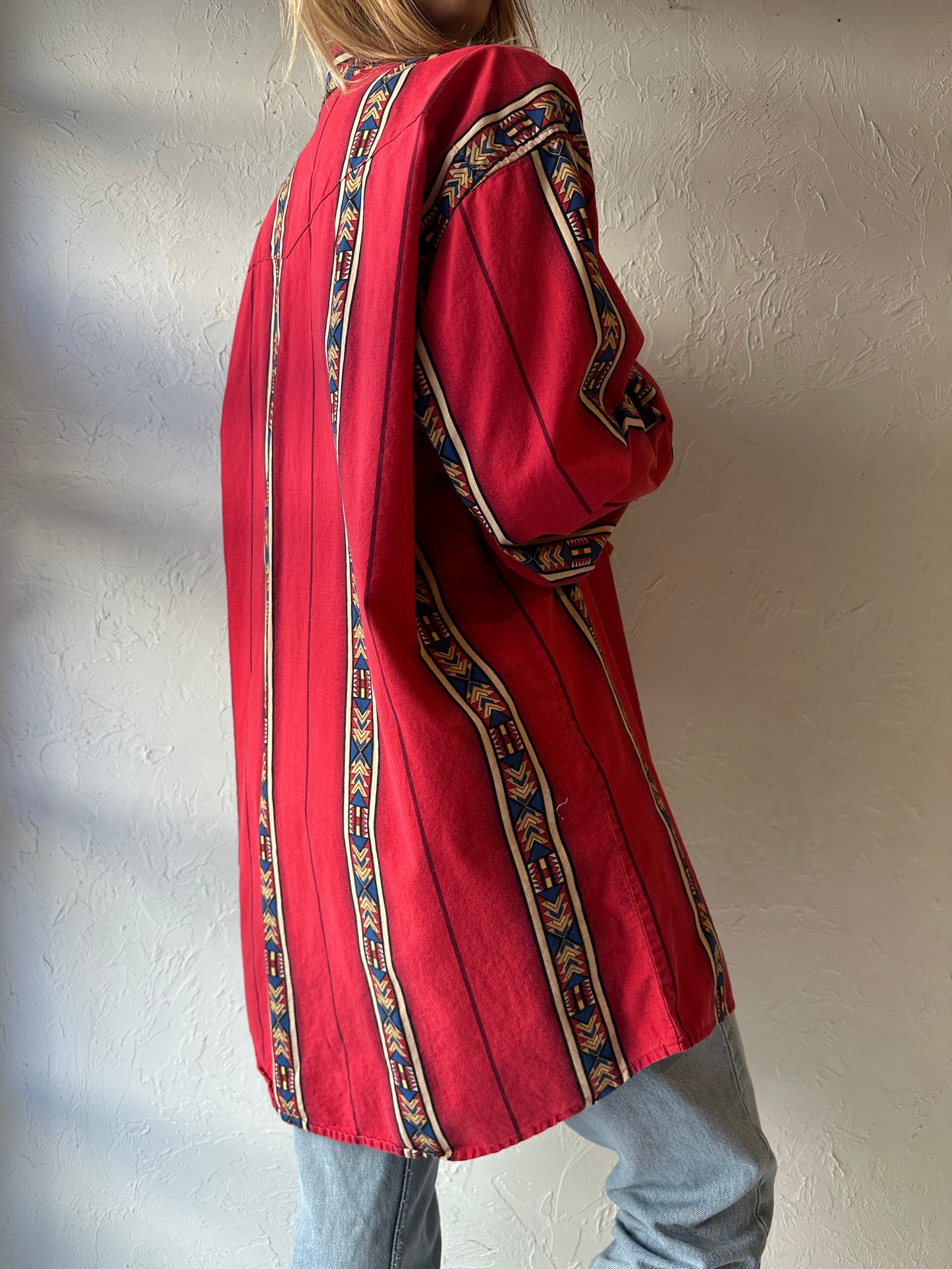 90s ‘Wrangler’ Aztec Snap Up Western Shirt / XXL