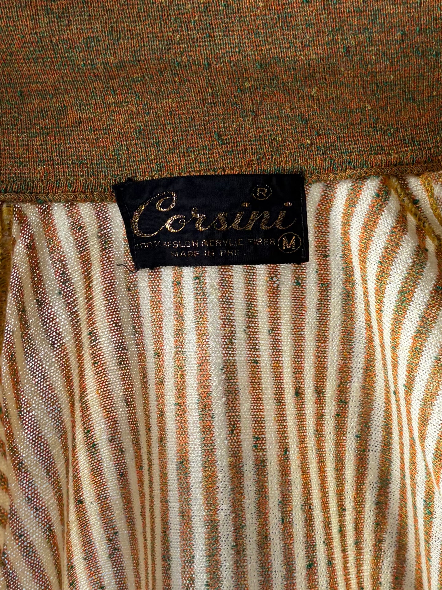 70s 'Corsini' Knit Zip Up Retro Shirt / Medium