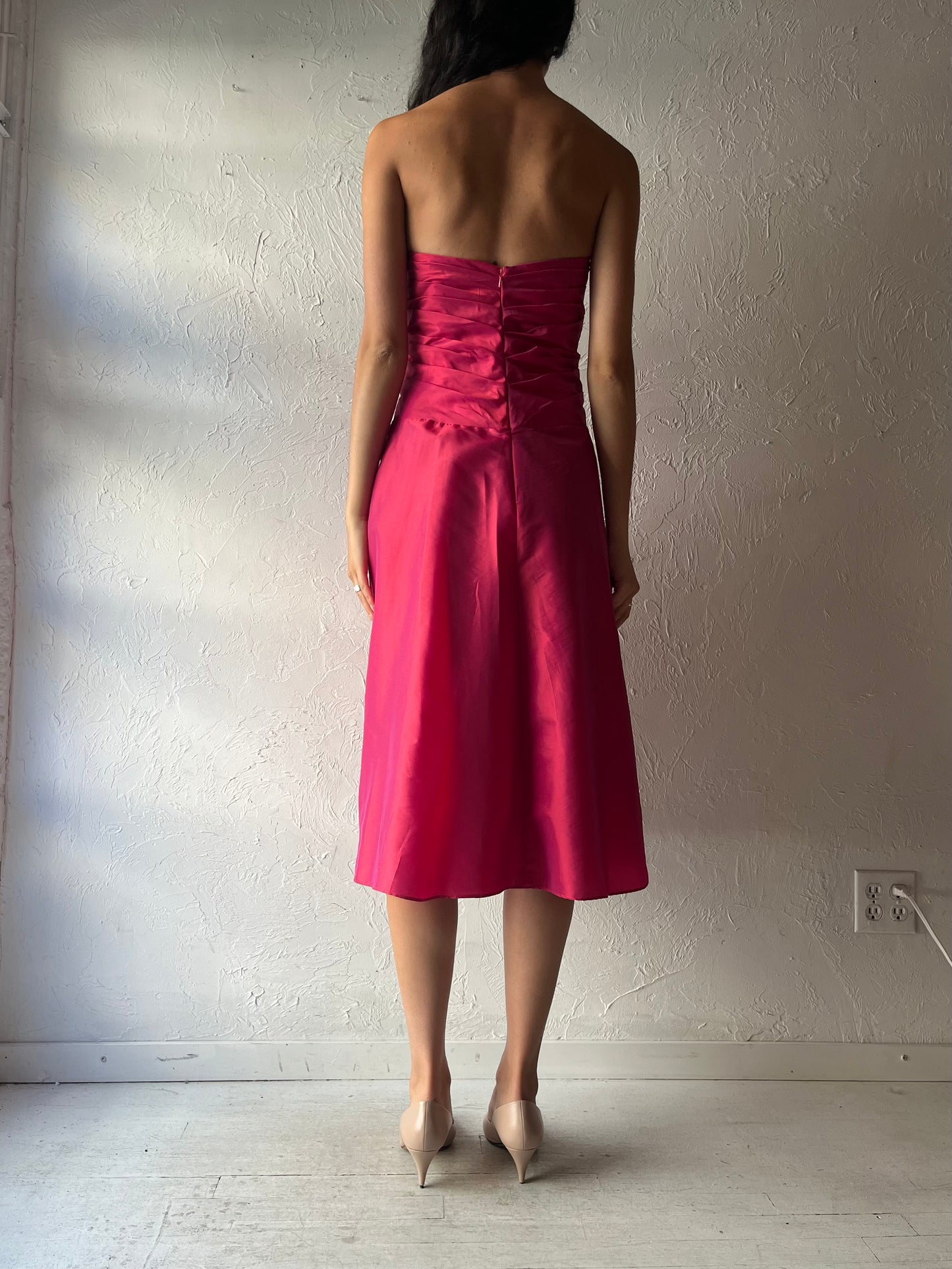 Y2k 'B2" Hot Pink Strapless Formal Dress / Large
