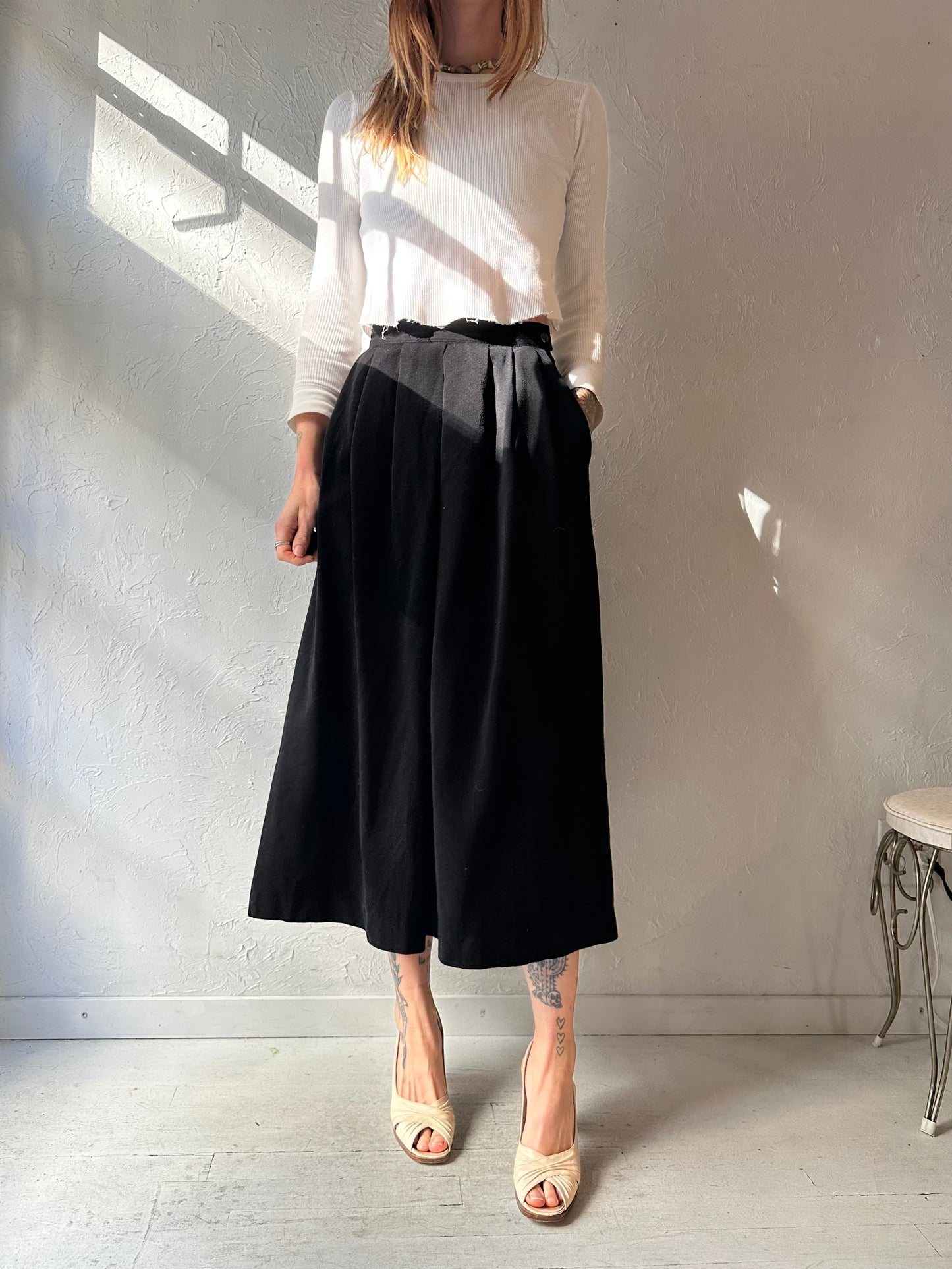 70s 'Mr Jax' Black Wool Skirt / Small