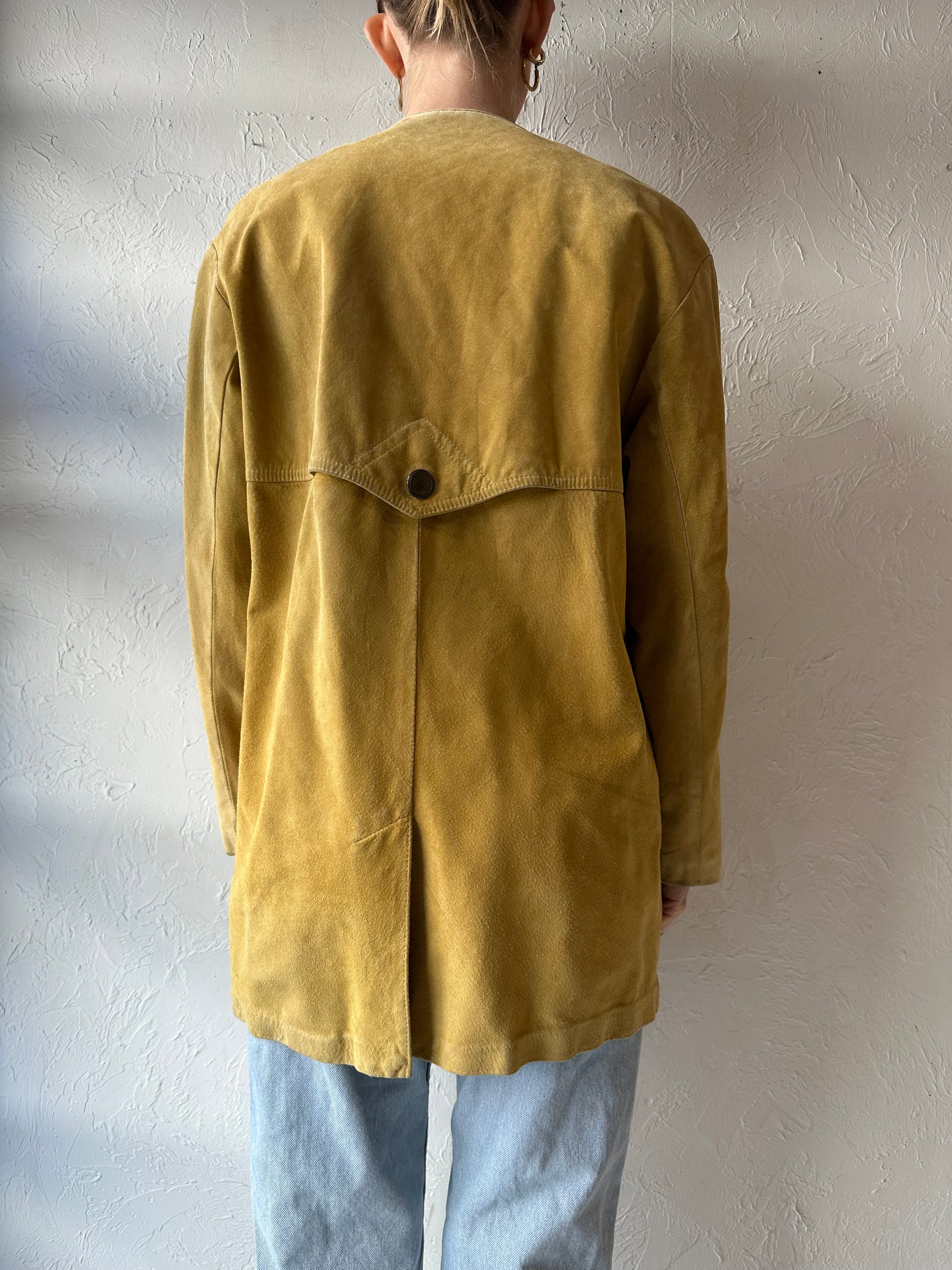 80s 'Danier' Tan Suede Oversized Leather Jacket / Small
