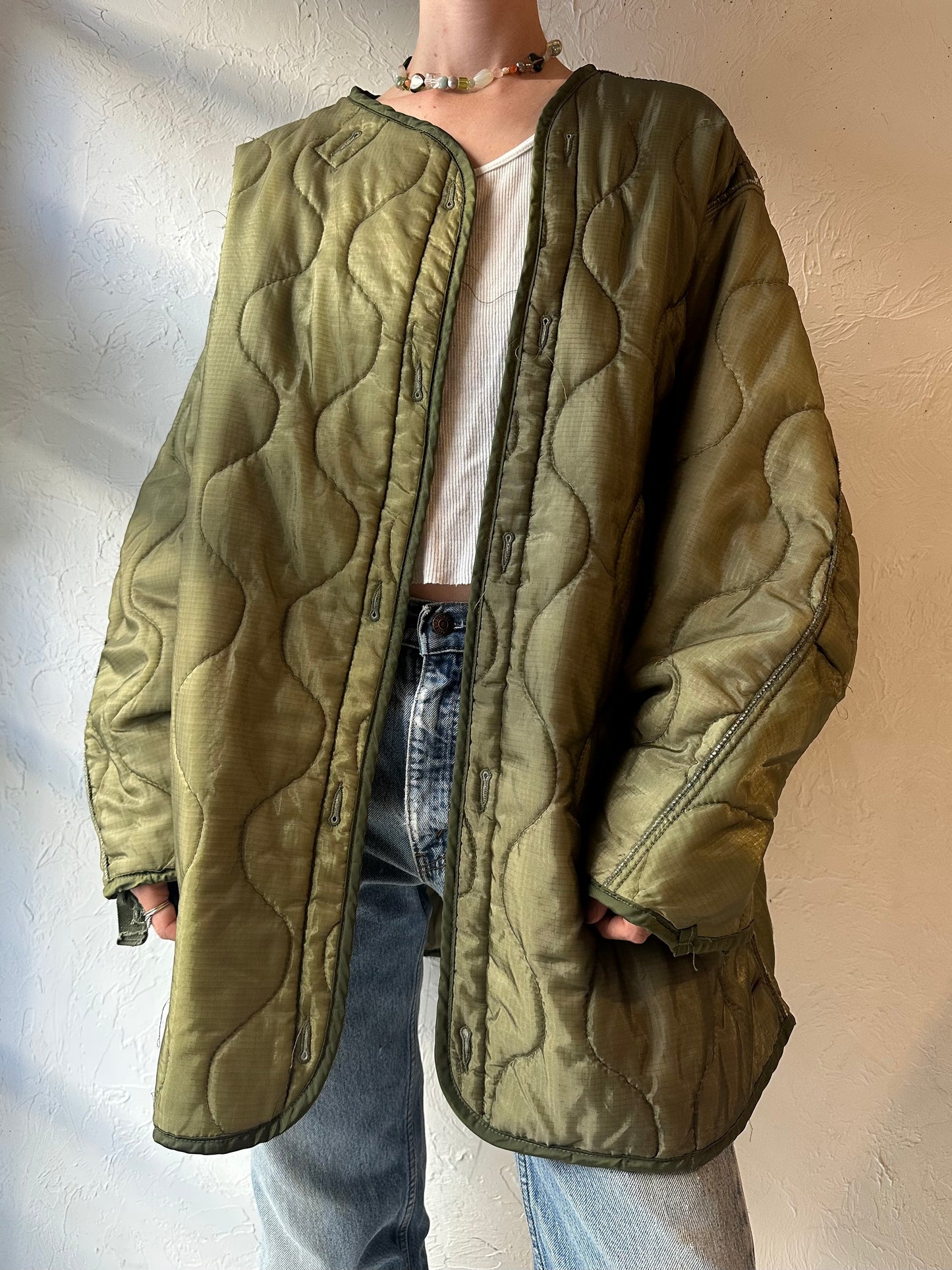 Vintage Authentic Green Army Liner Jacket / Small
