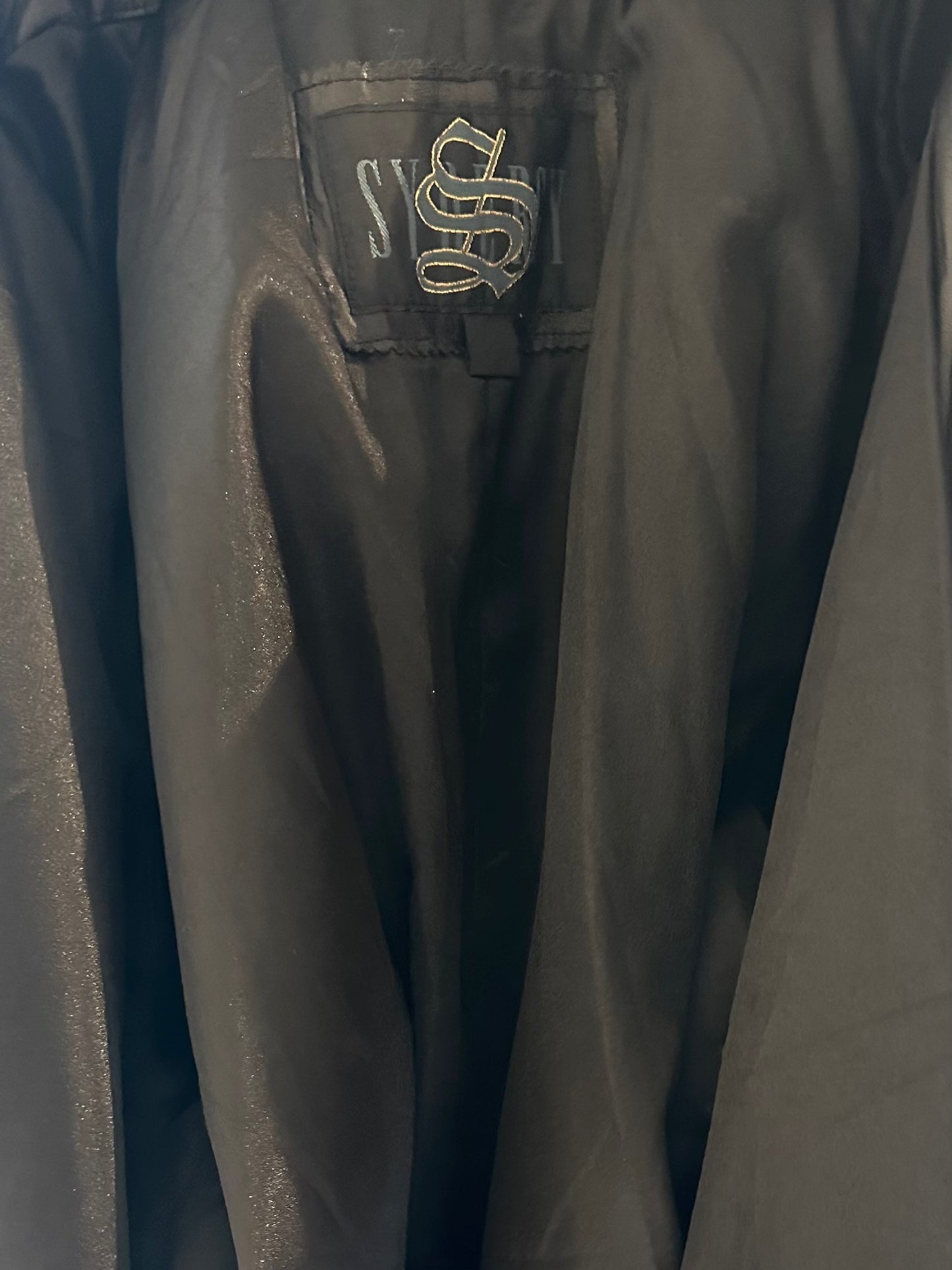 90s Black Leather Coat / Small