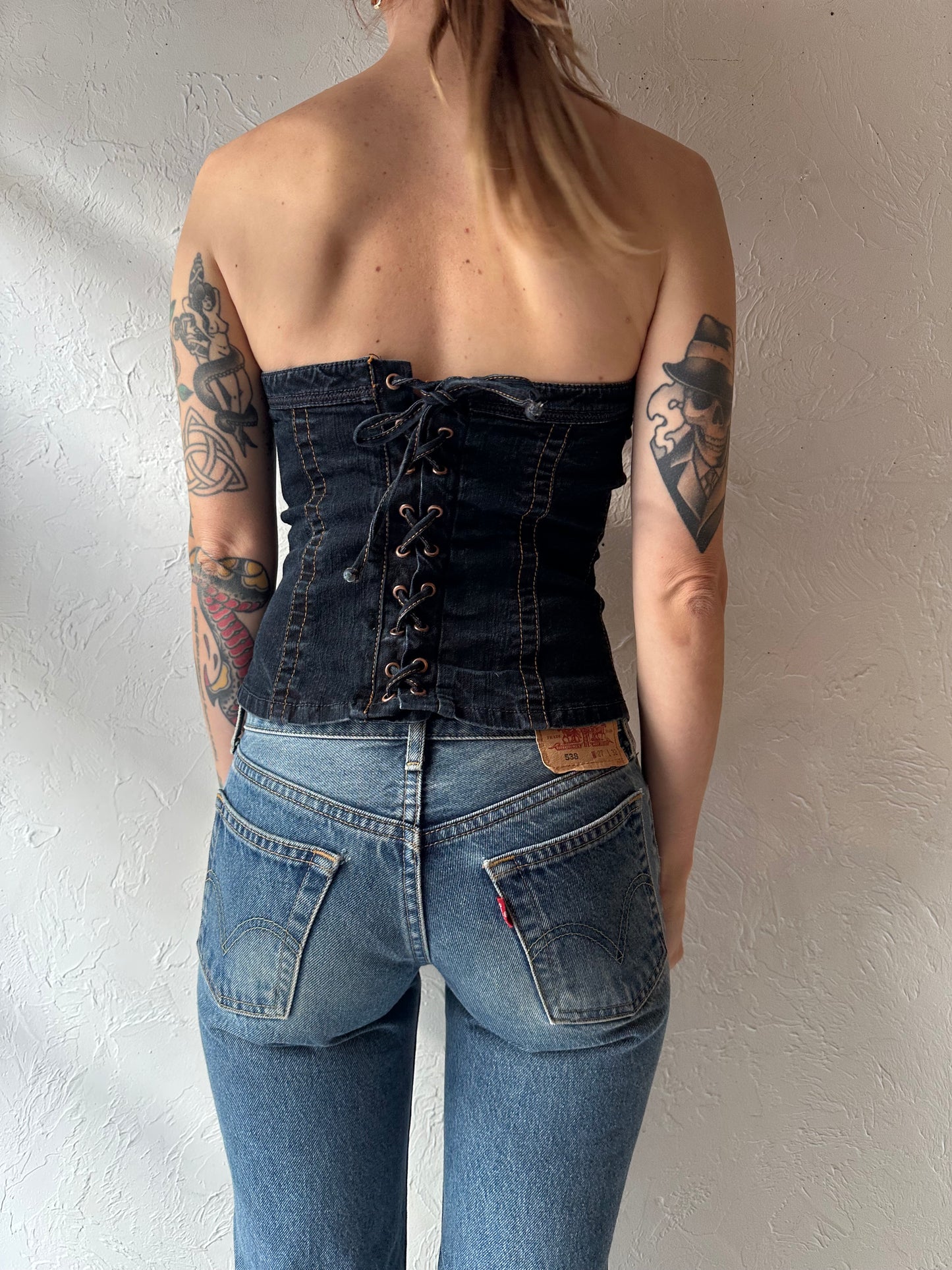Y2K ‘Foxy Jeans’ Denim Tube Top / Small
