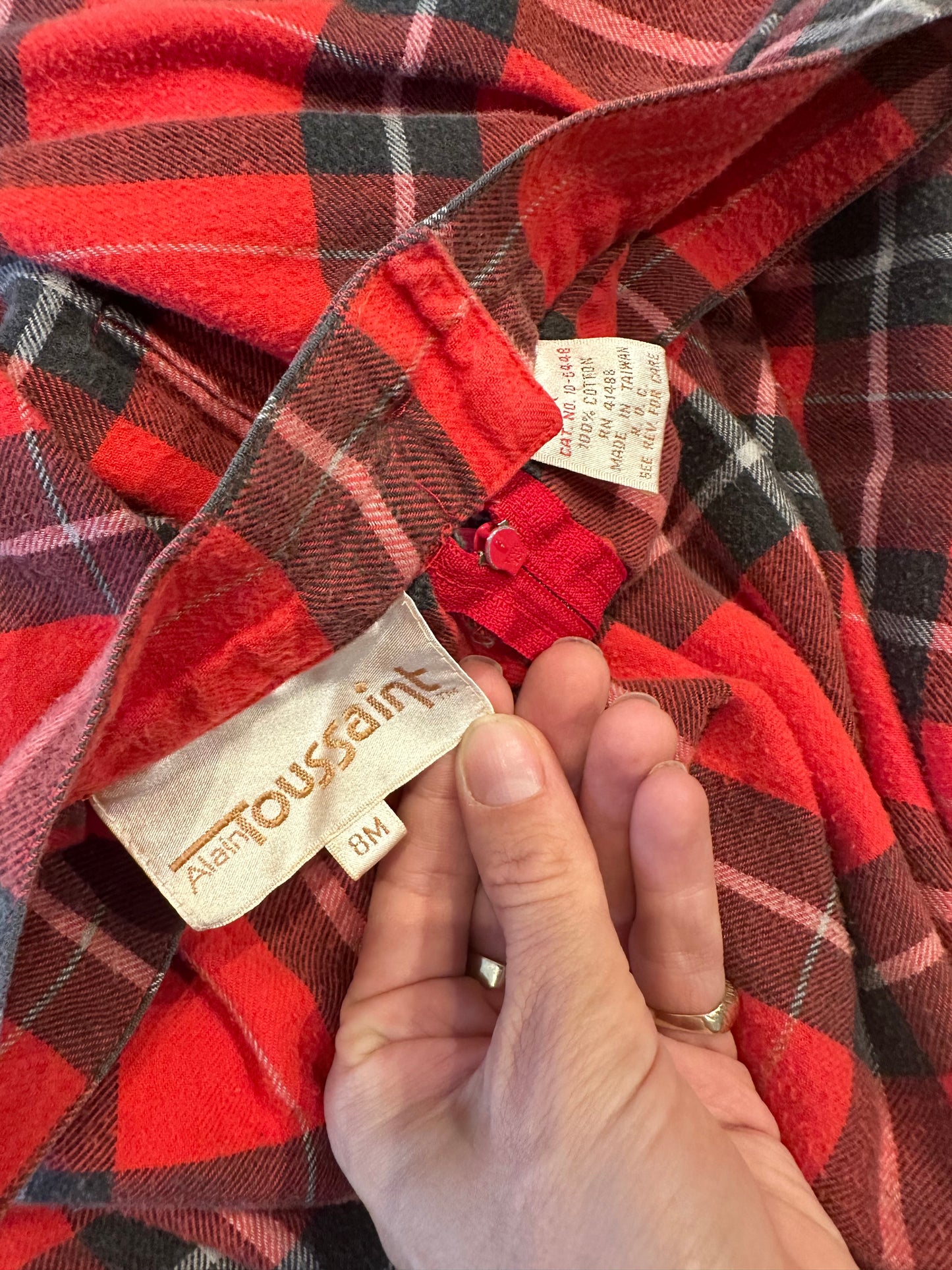 90s Plaid Cotton Flannel Midi Skirt / Smal