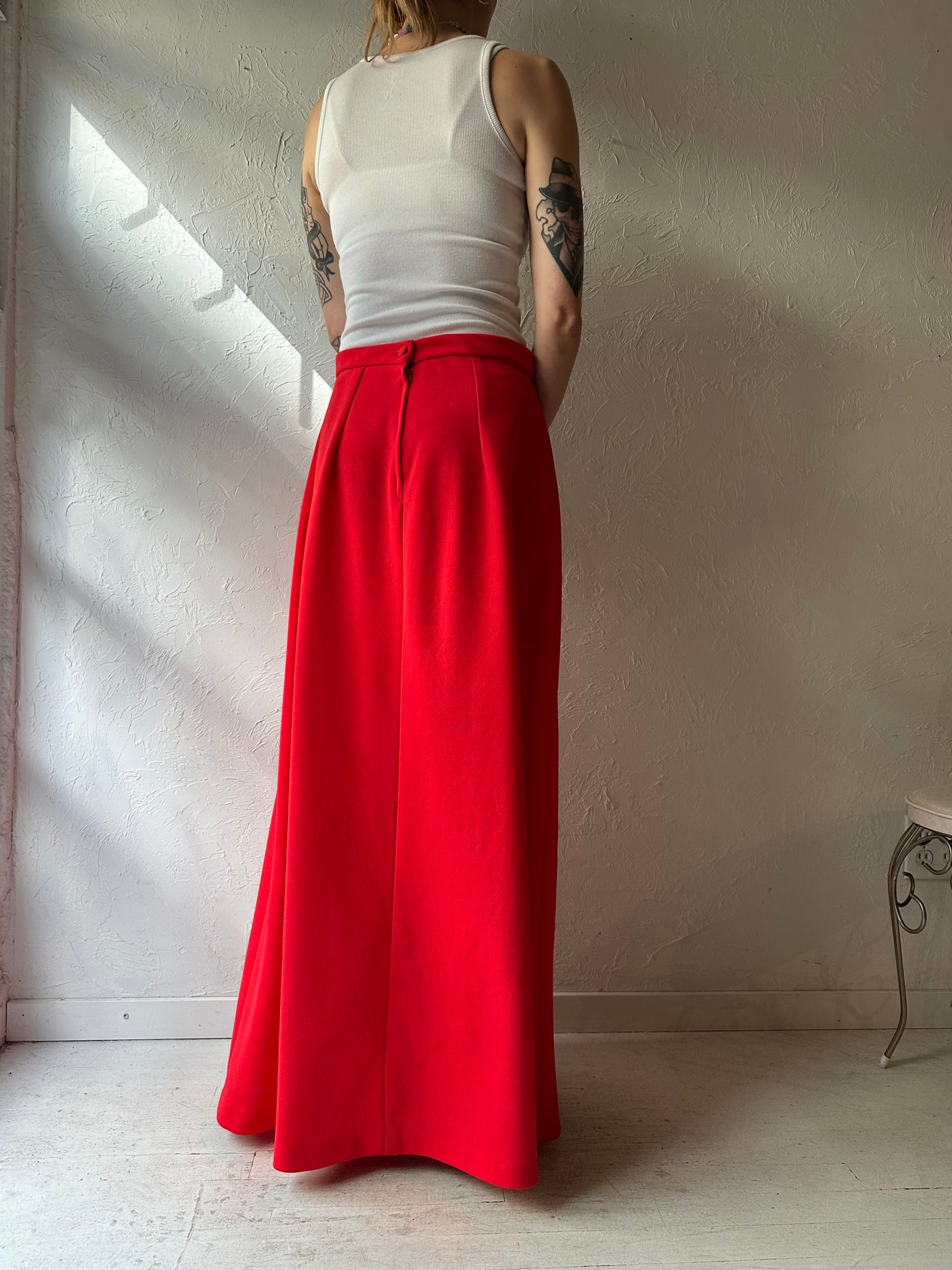 Vintage Red Maxi Skirt / Medium