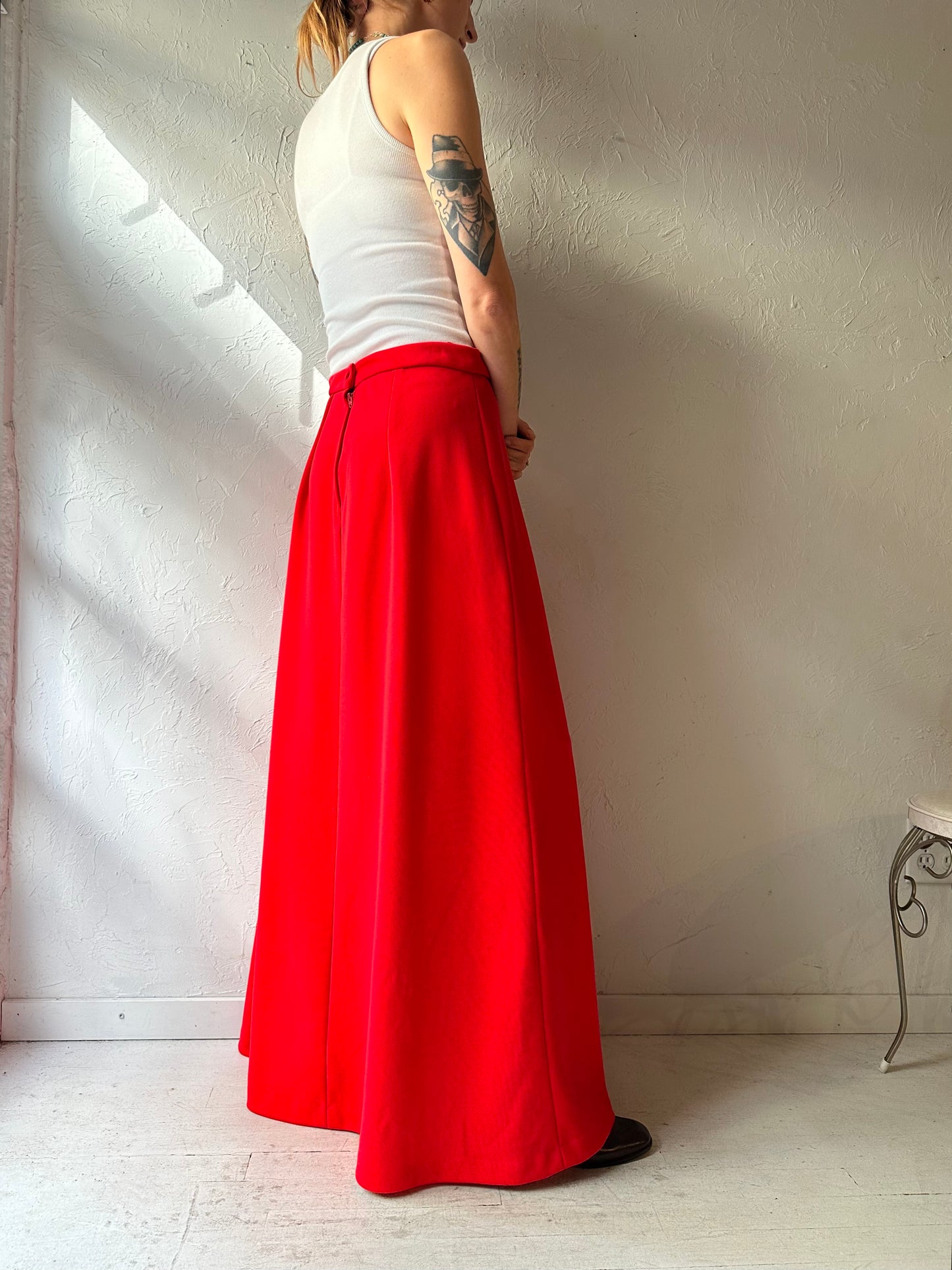 Vintage Red Maxi Skirt / Medium