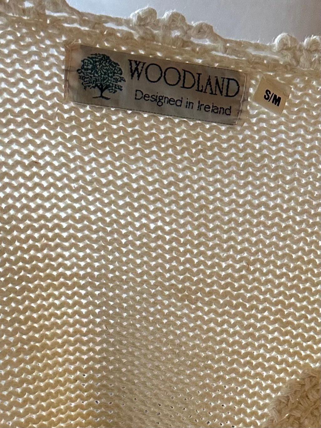 90s 'Woodland' White Floral Knit Sweater / Small